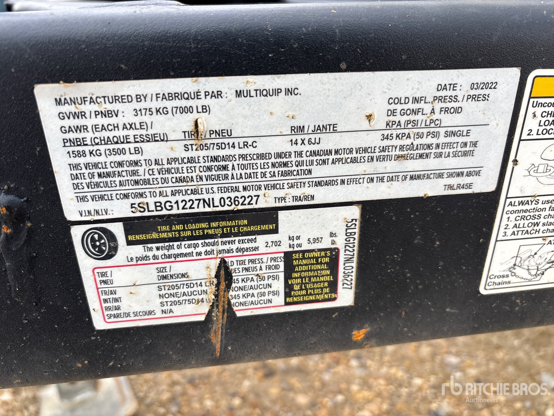 General Appearance with Serial Number / VIN