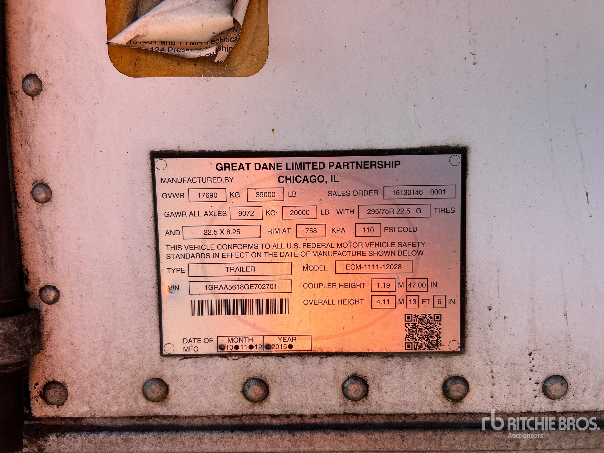 General Appearance with Serial Number / VIN