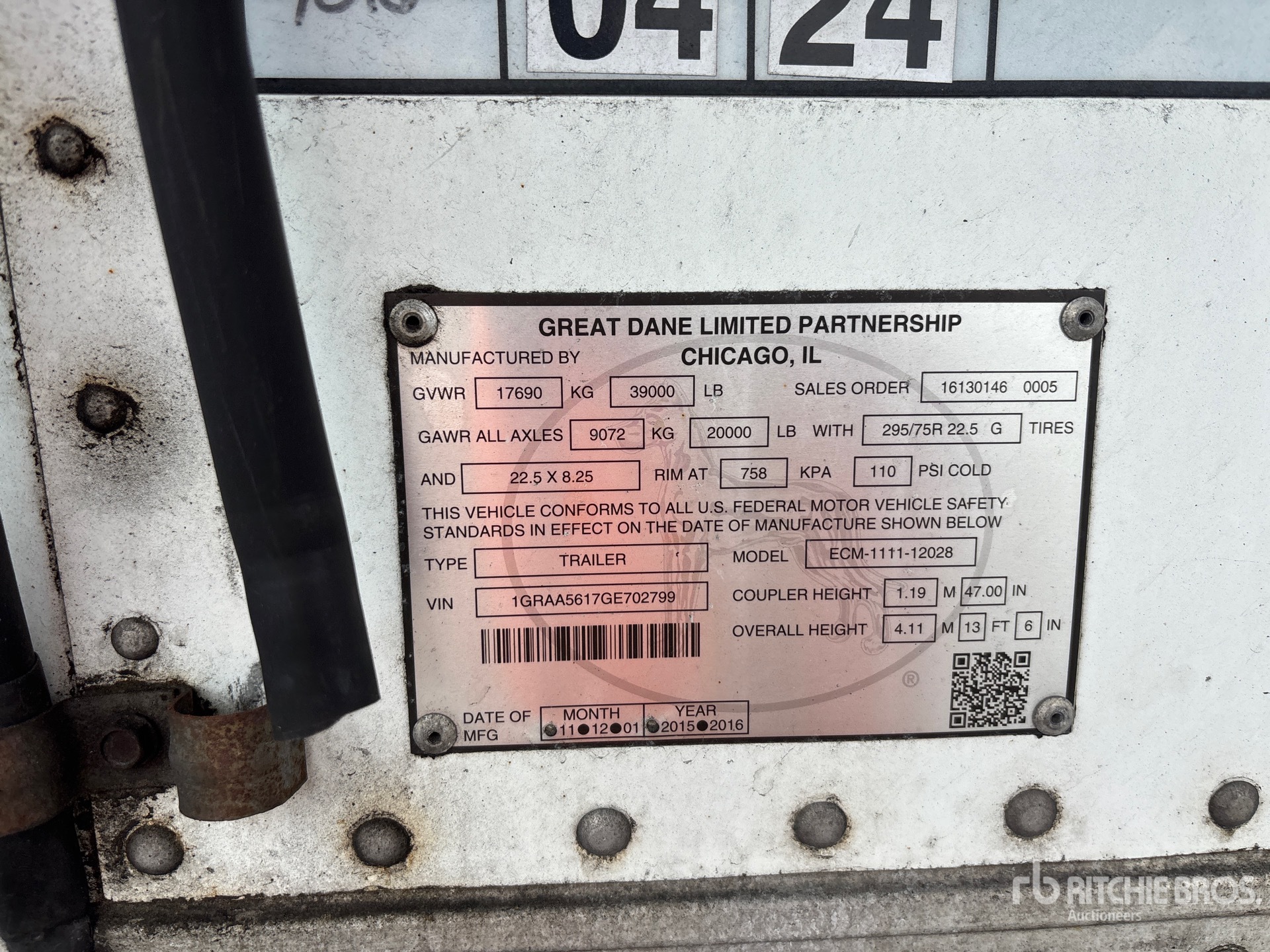 General Appearance with Serial Number / VIN