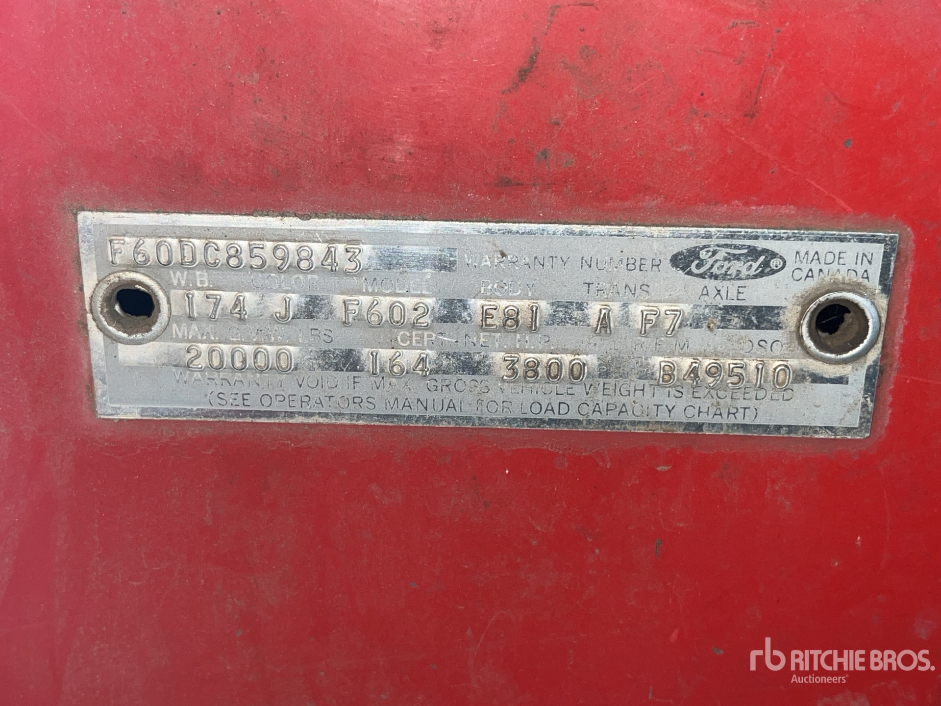 General Appearance with Serial Number / VIN