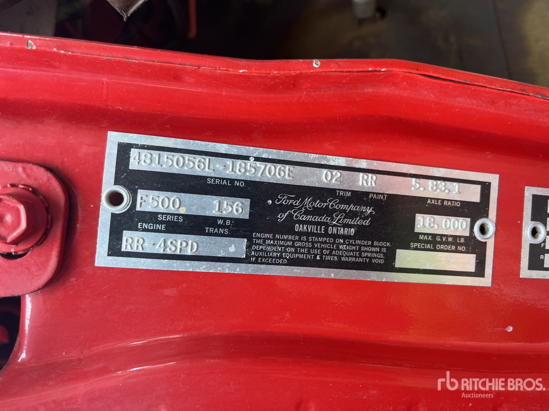 General Appearance with Serial Number / VIN