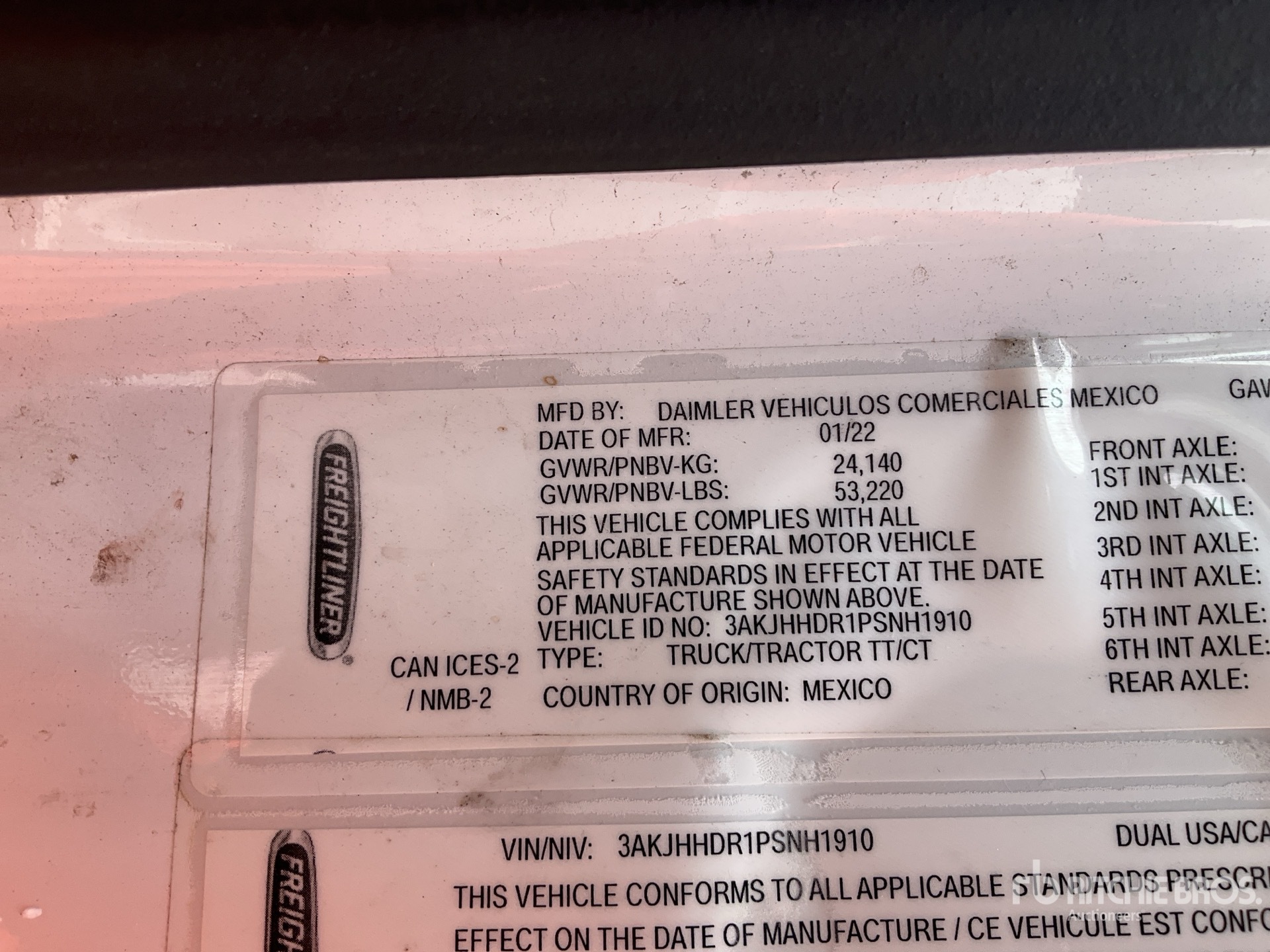 General Appearance with Serial Number / VIN