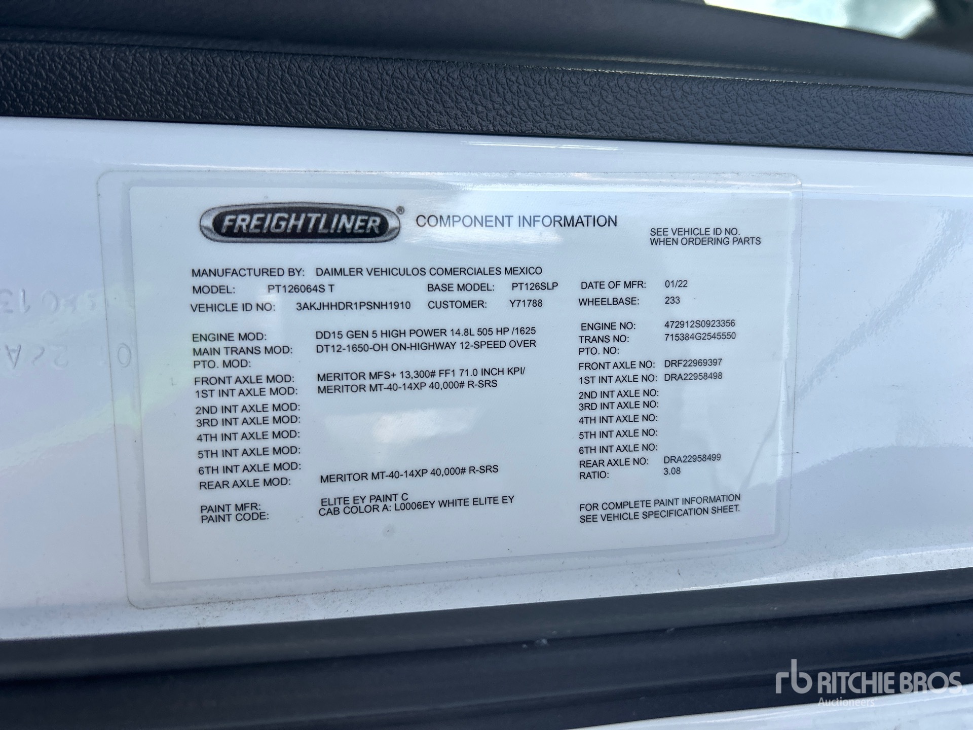 General Appearance with Serial Number / VIN