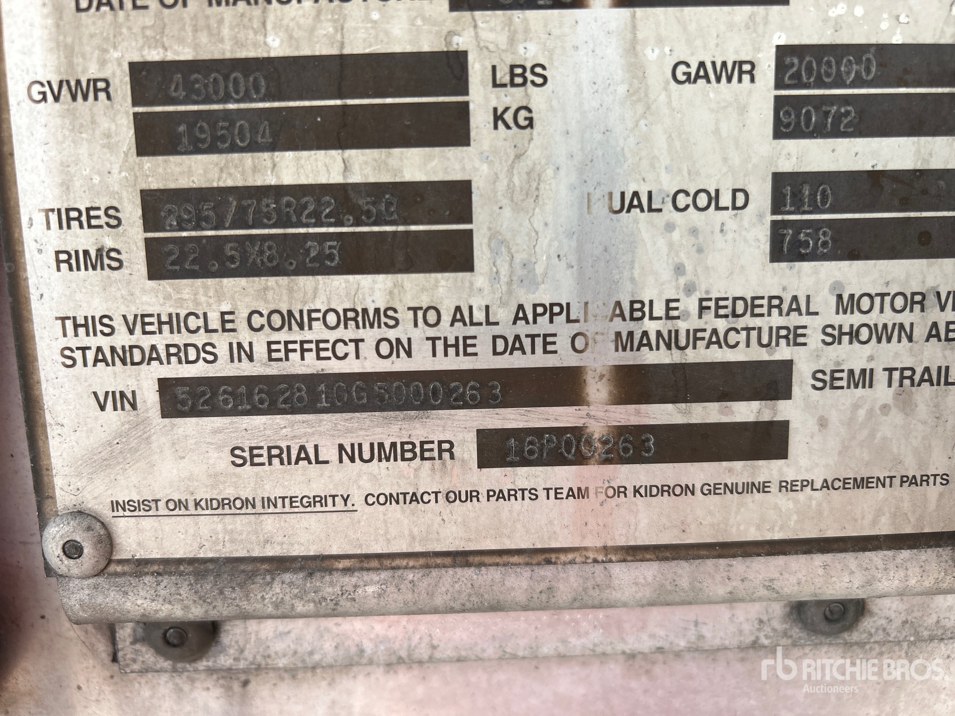 General Appearance with Serial Number / VIN