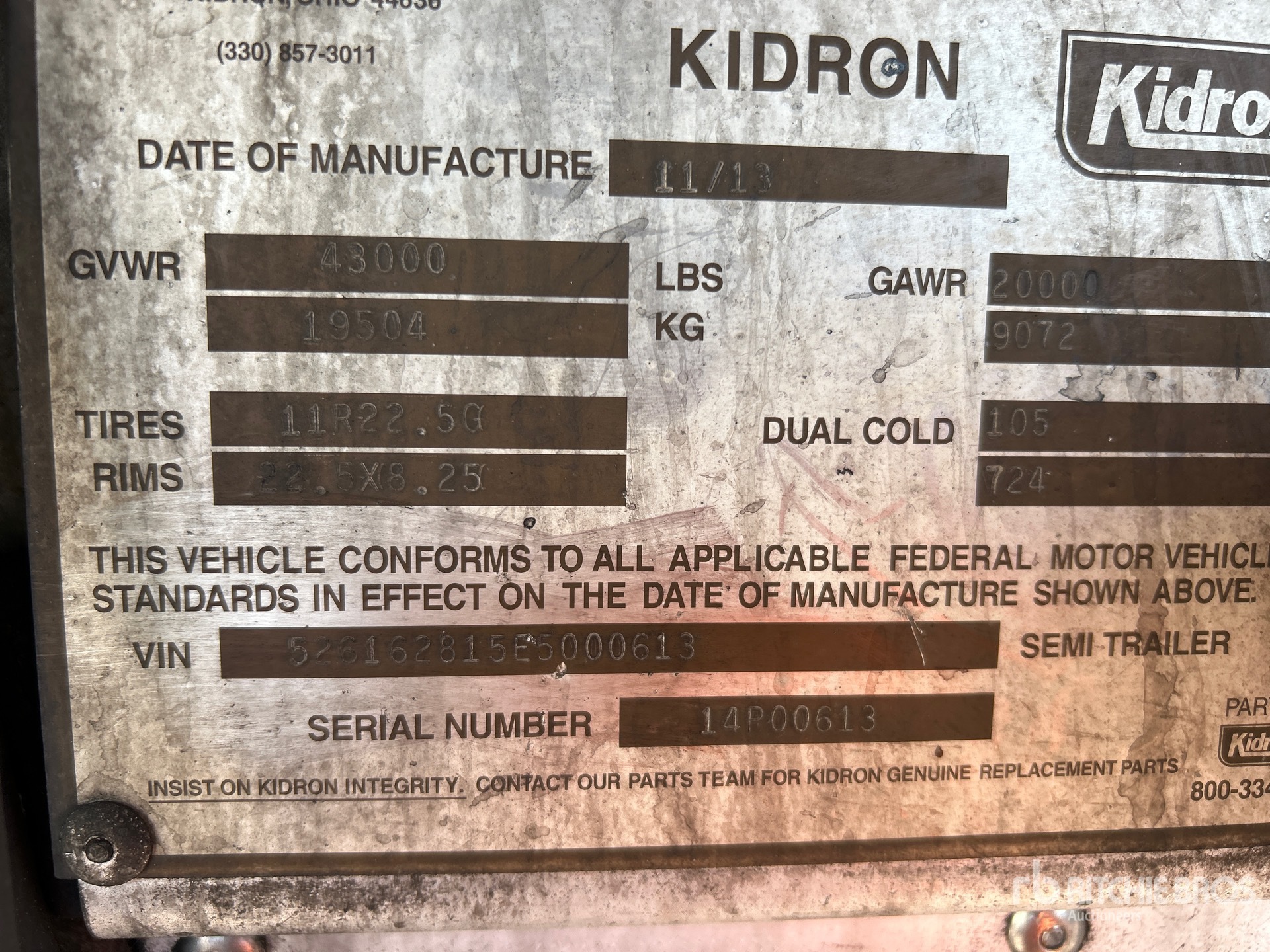 General Appearance with Serial Number / VIN
