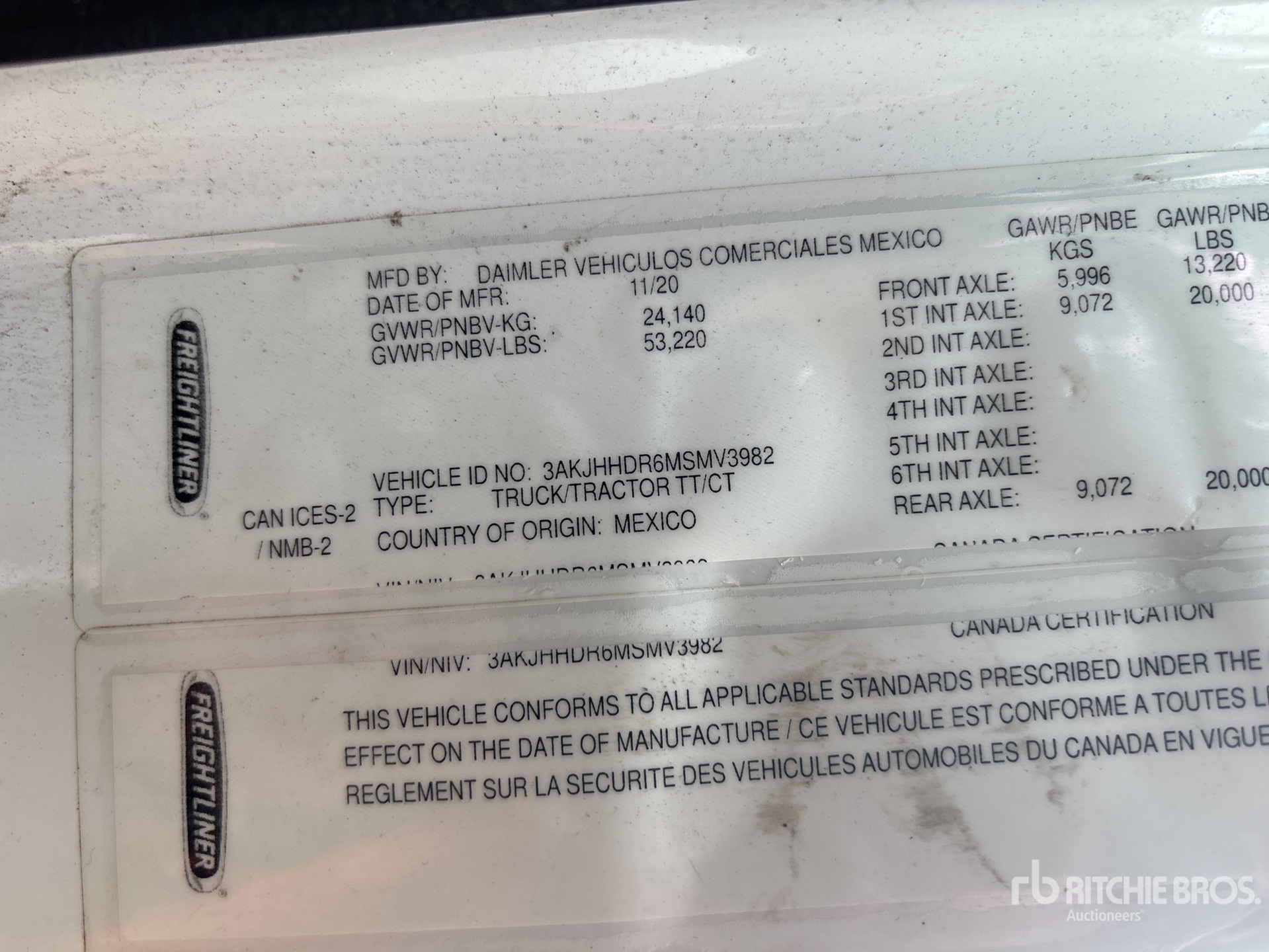 General Appearance with Serial Number / VIN