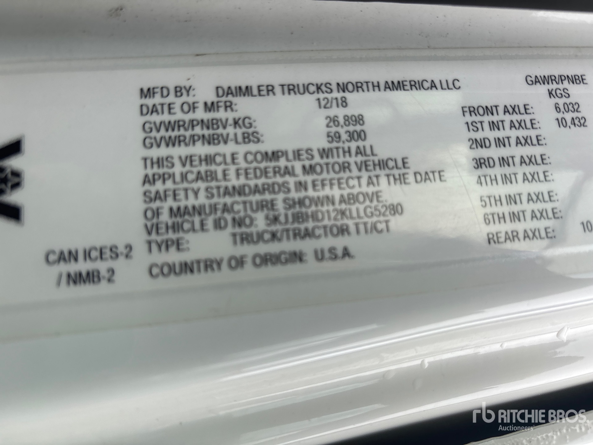 General Appearance with Serial Number / VIN