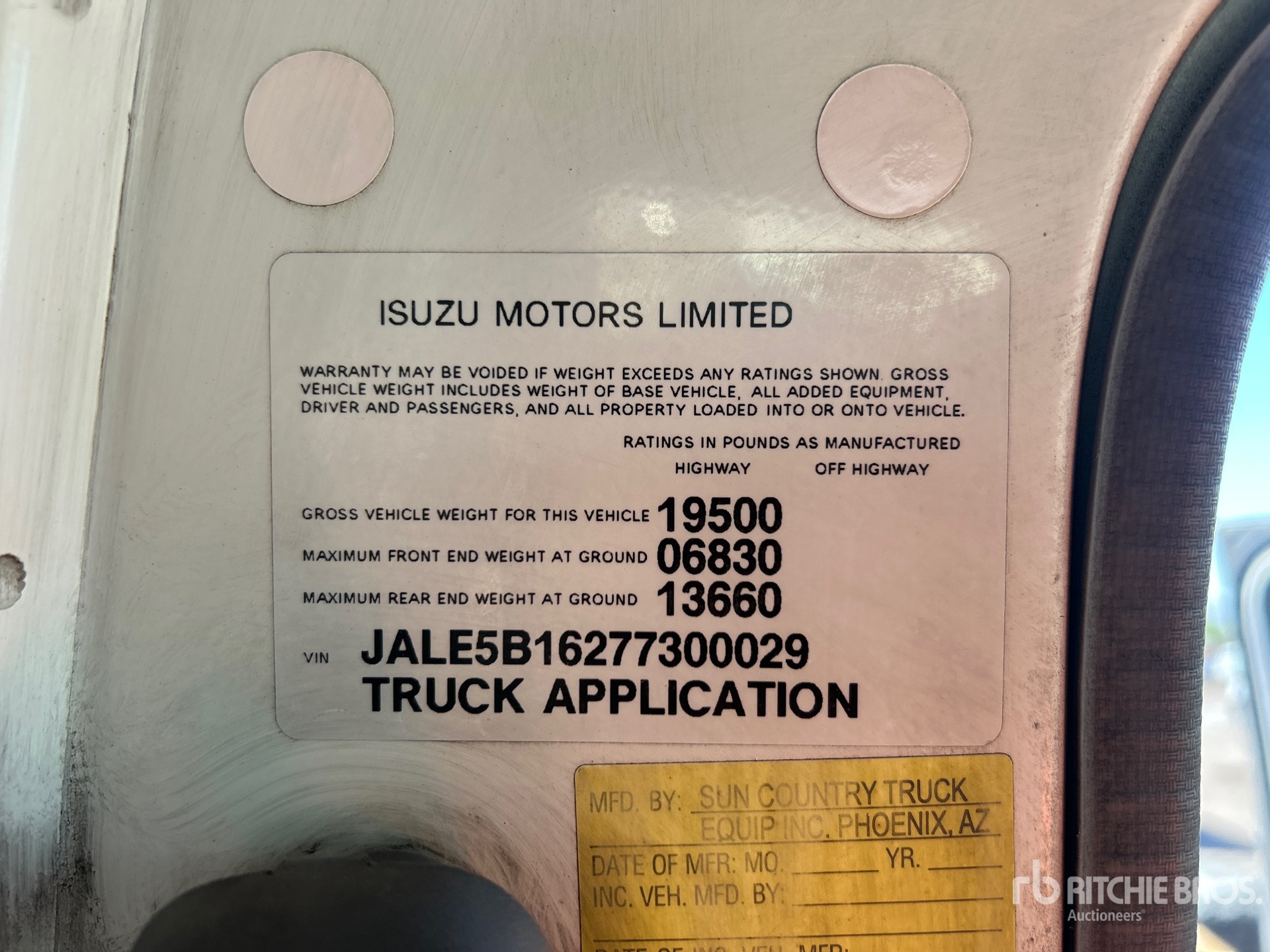 General Appearance with Serial Number / VIN