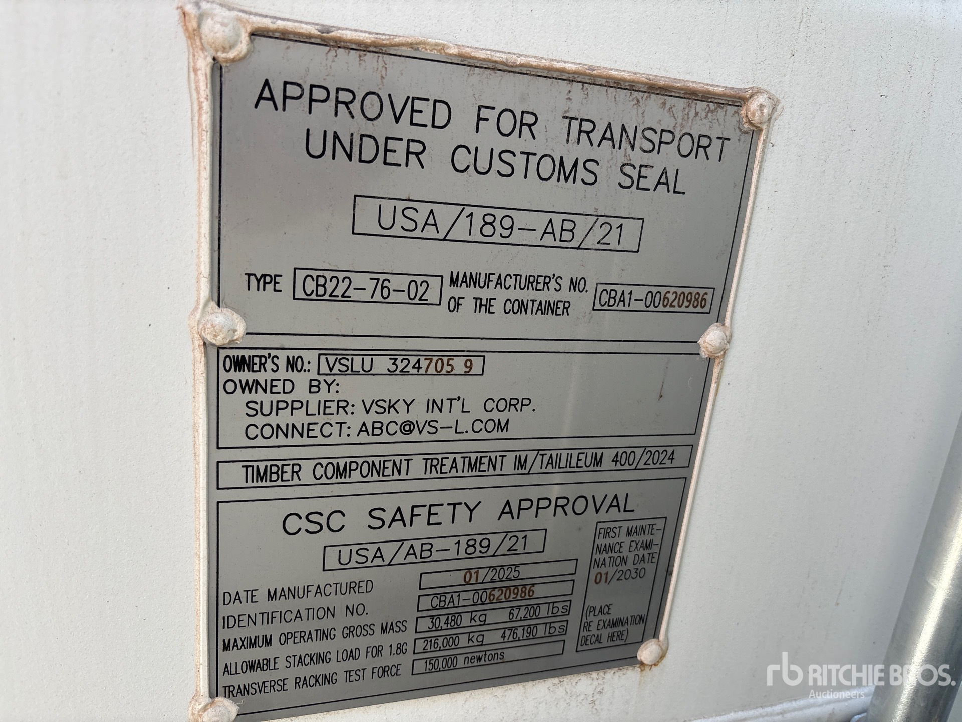 General Appearance with Serial Number / VIN