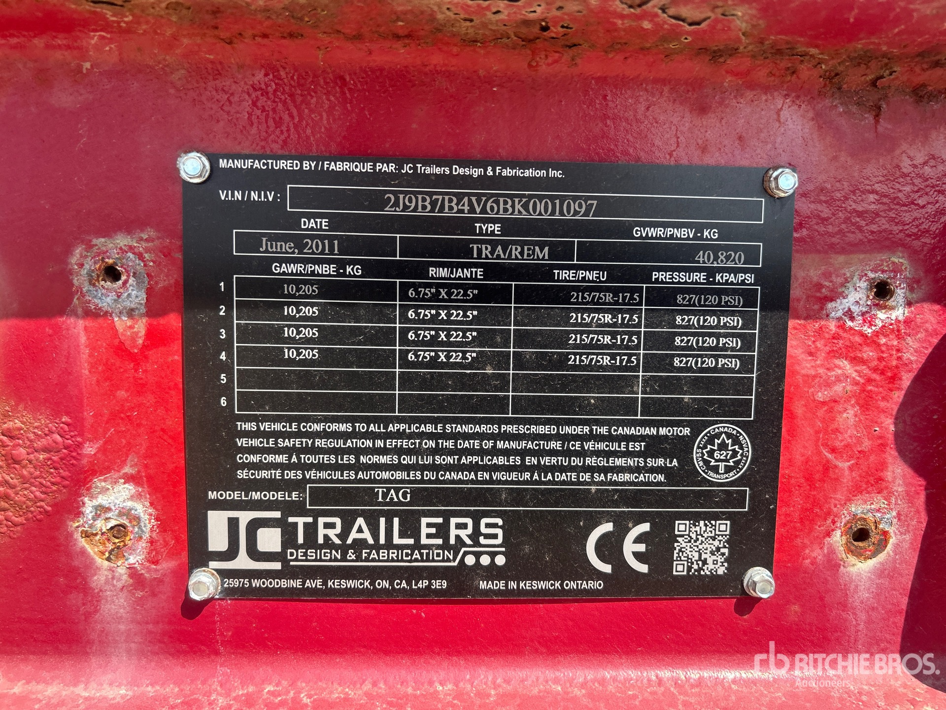 General Appearance with Serial Number / VIN