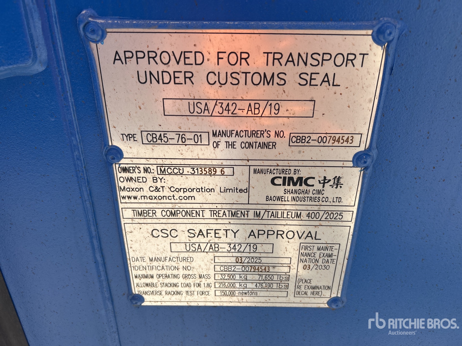 General Appearance with Serial Number / VIN