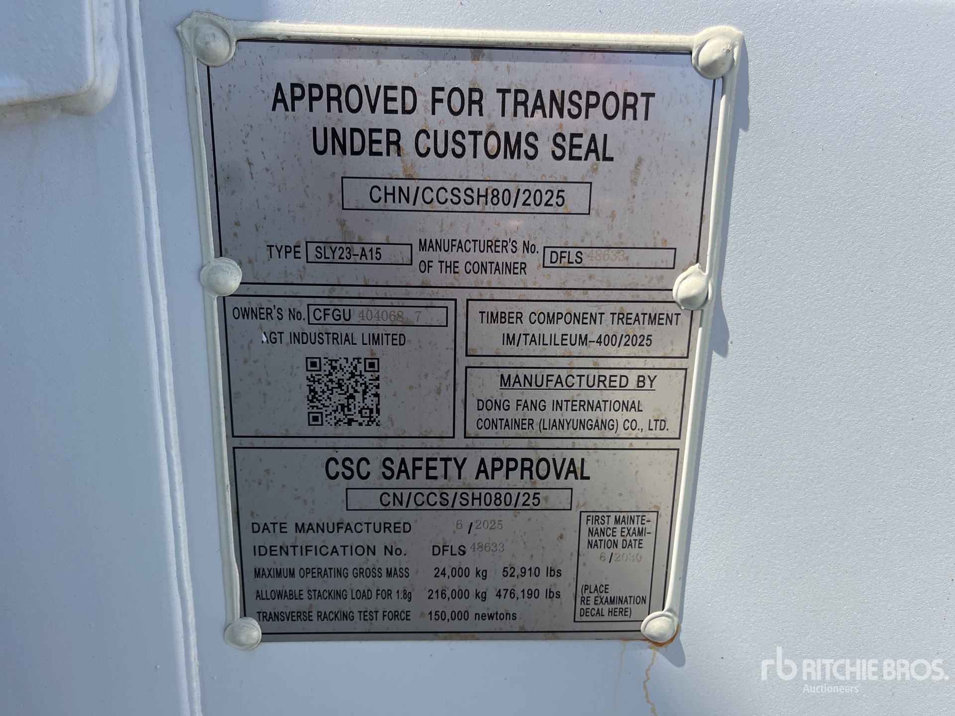 General Appearance with Serial Number / VIN