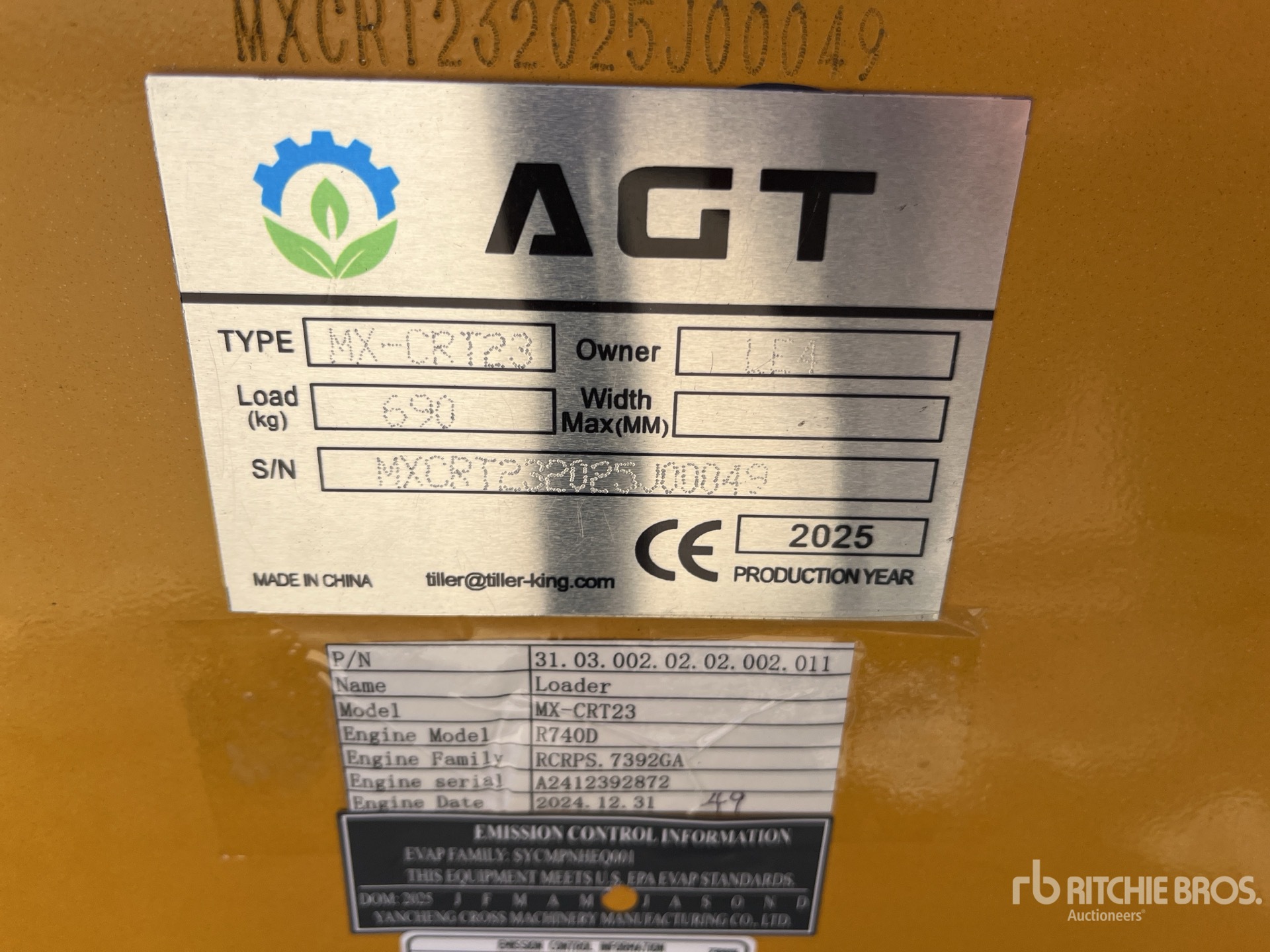 General Appearance with Serial Number / VIN