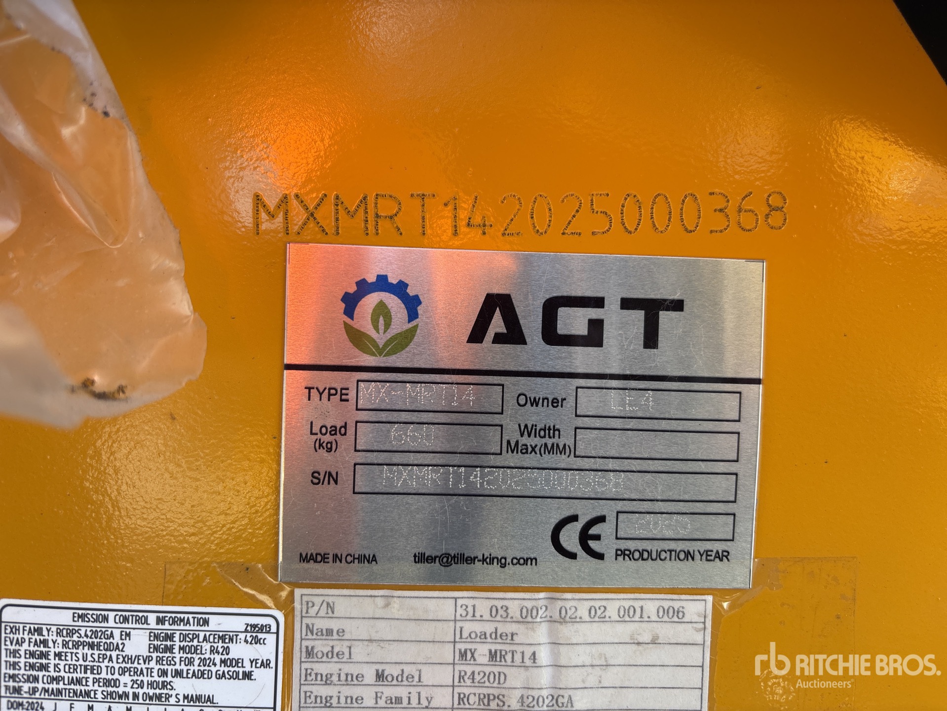 General Appearance with Serial Number / VIN