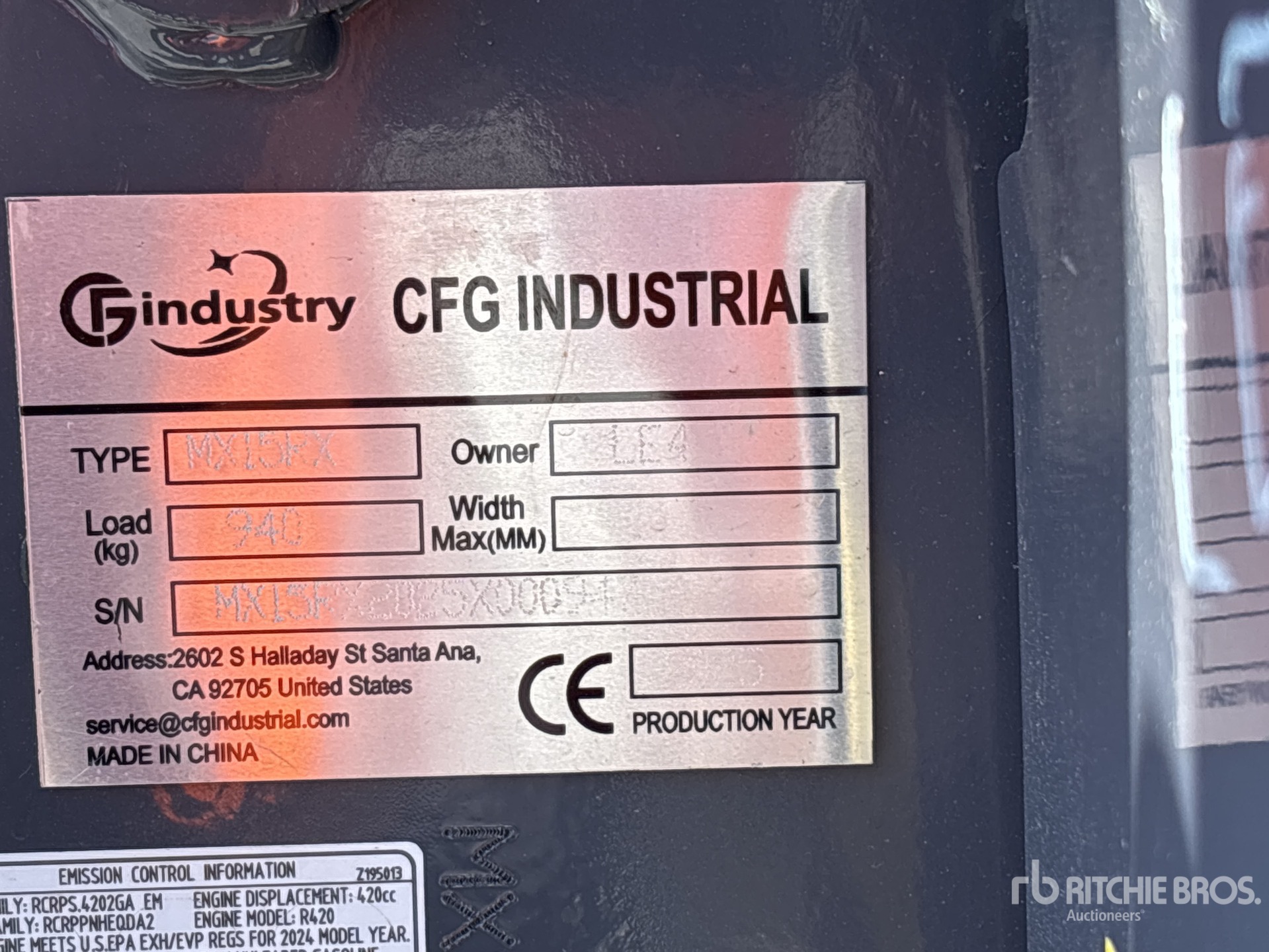 General Appearance with Serial Number / VIN