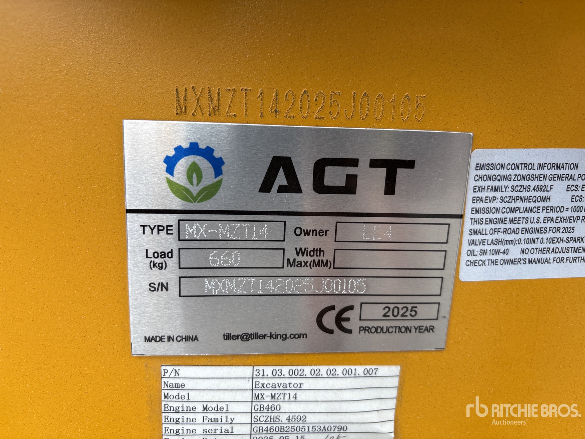 General Appearance with Serial Number / VIN