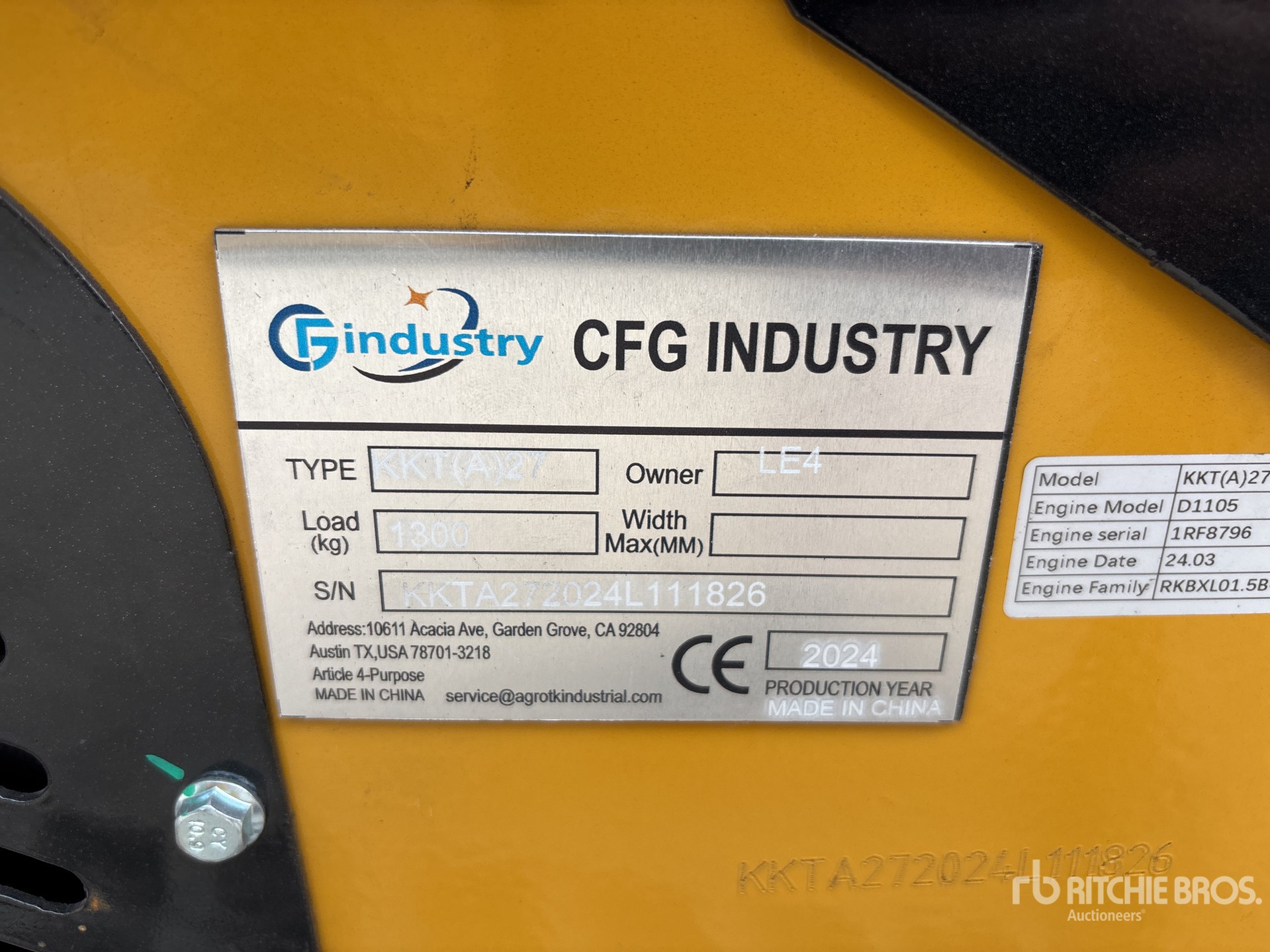 General Appearance with Serial Number / VIN