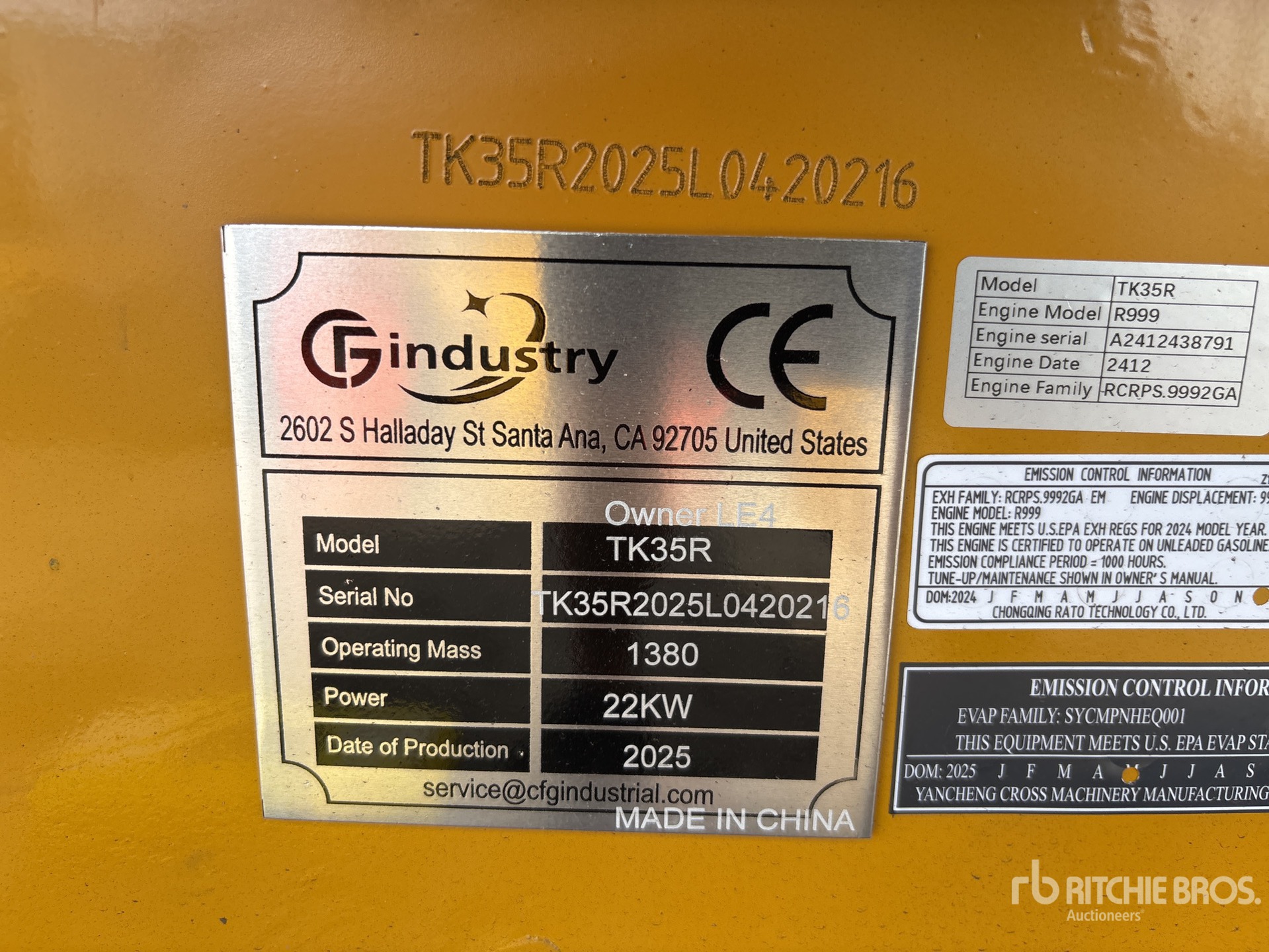 General Appearance with Serial Number / VIN