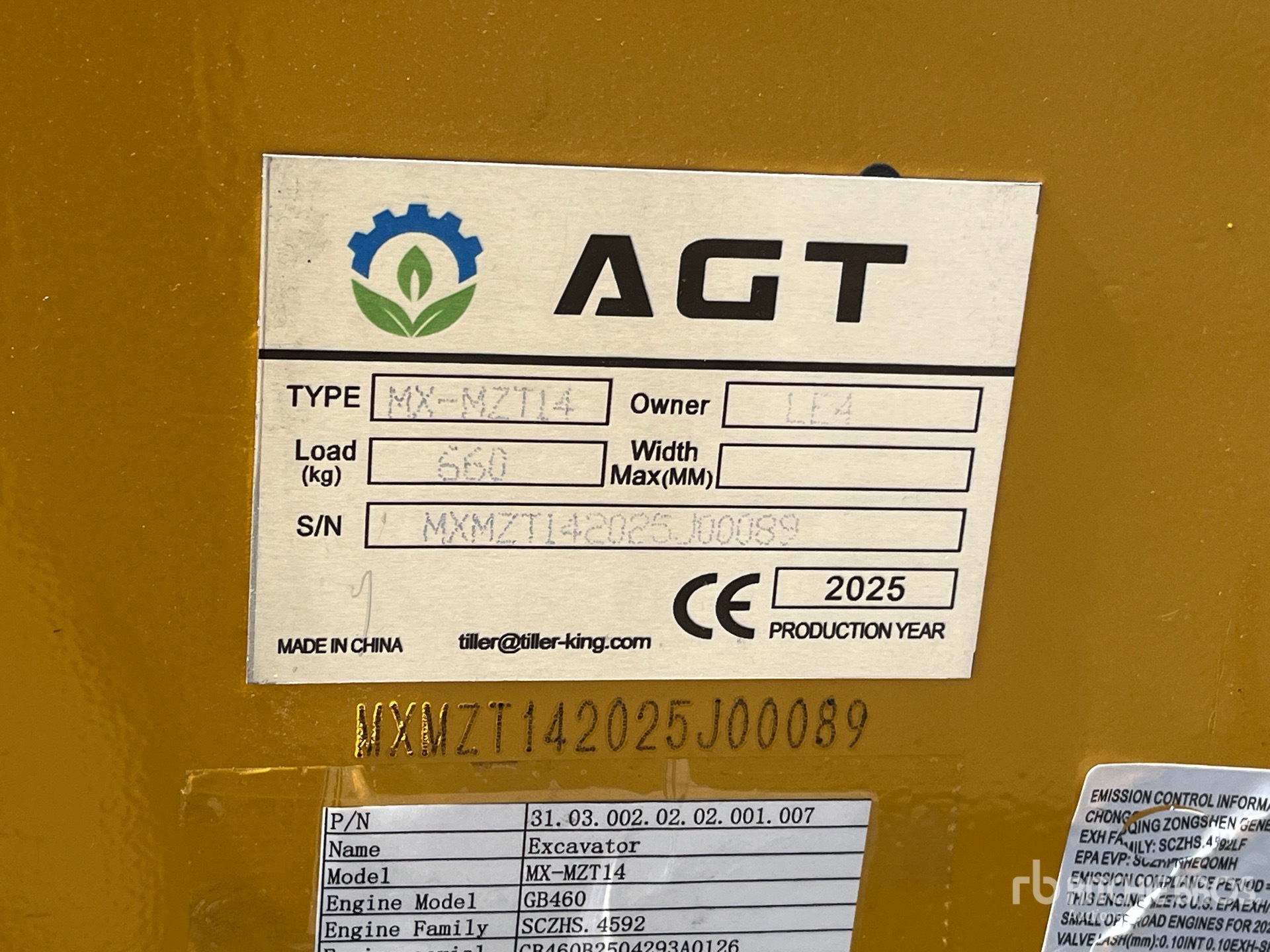 General Appearance with Serial Number / VIN