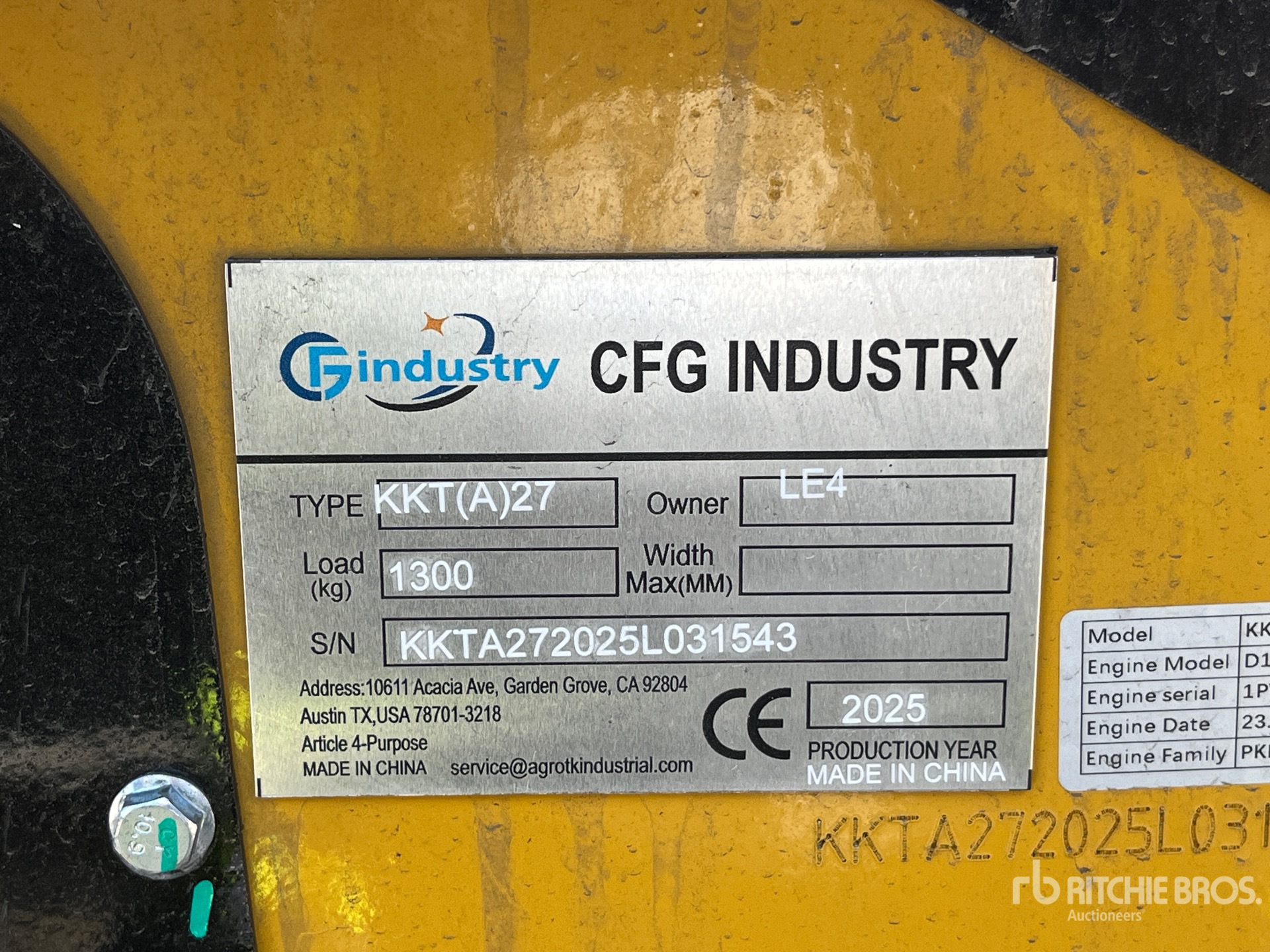 General Appearance with Serial Number / VIN