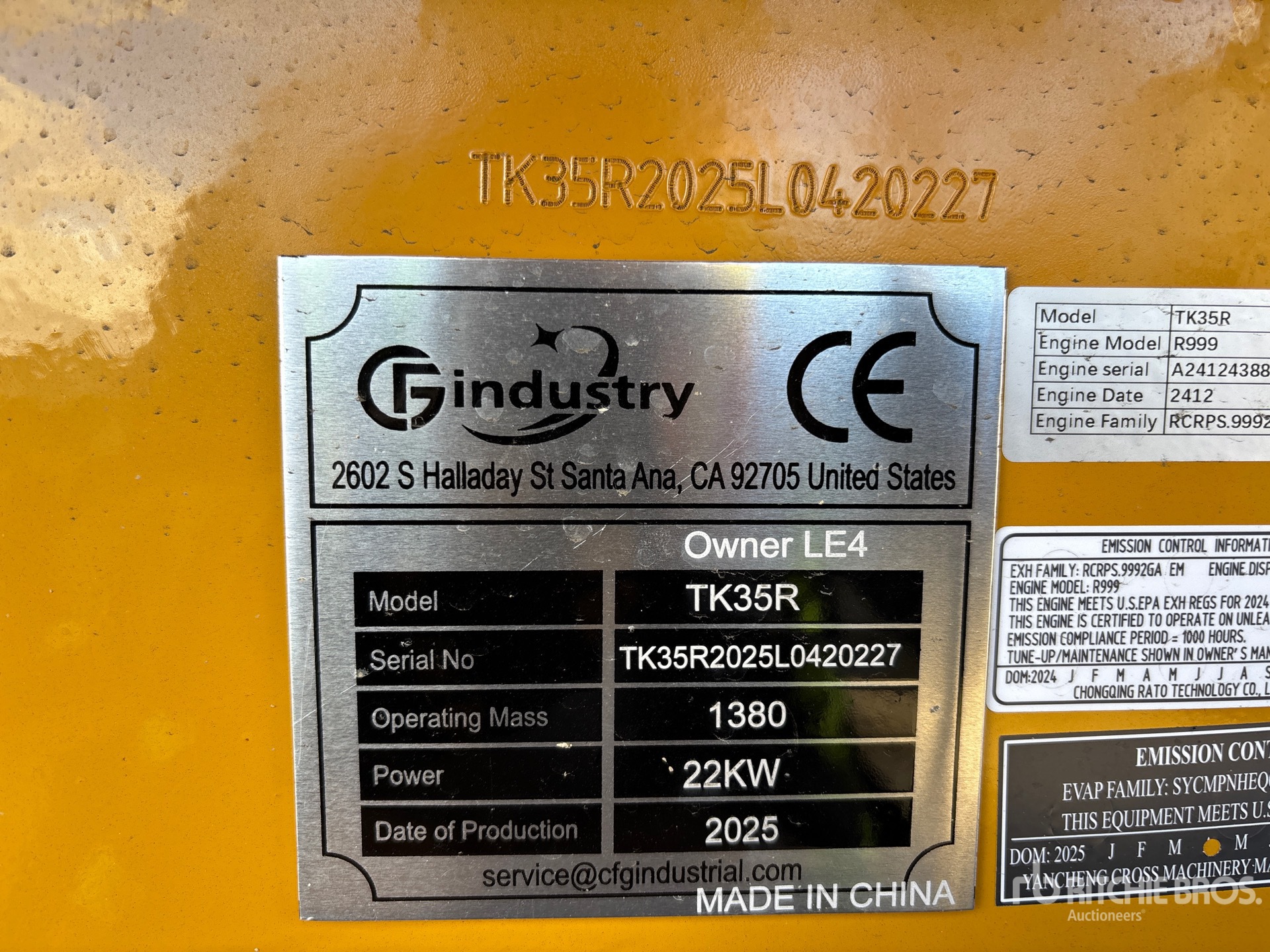 General Appearance with Serial Number / VIN