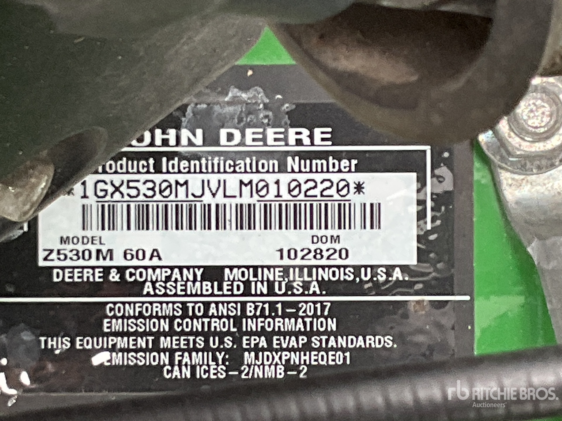 General Appearance with Serial Number / VIN