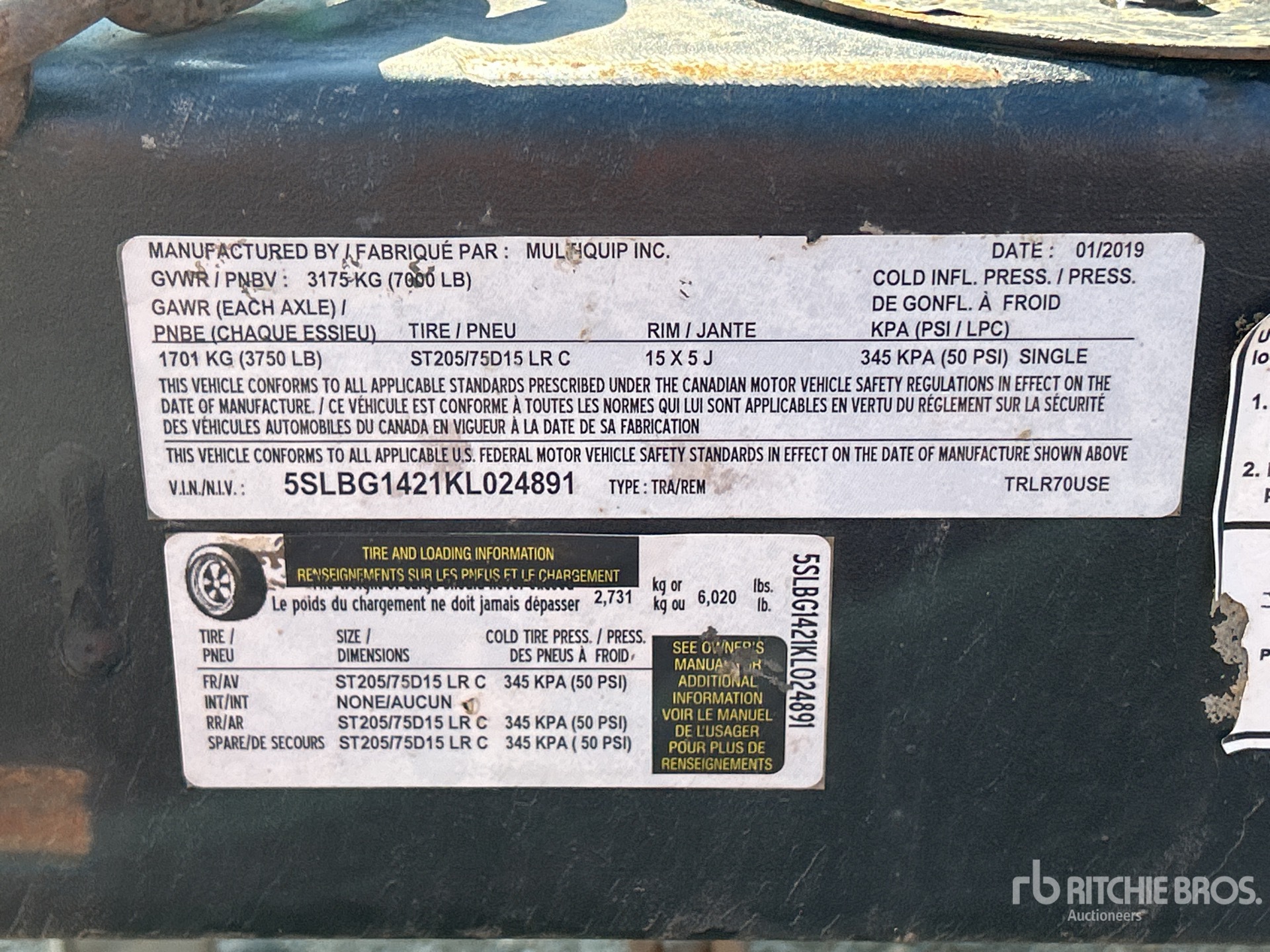 General Appearance with Serial Number / VIN