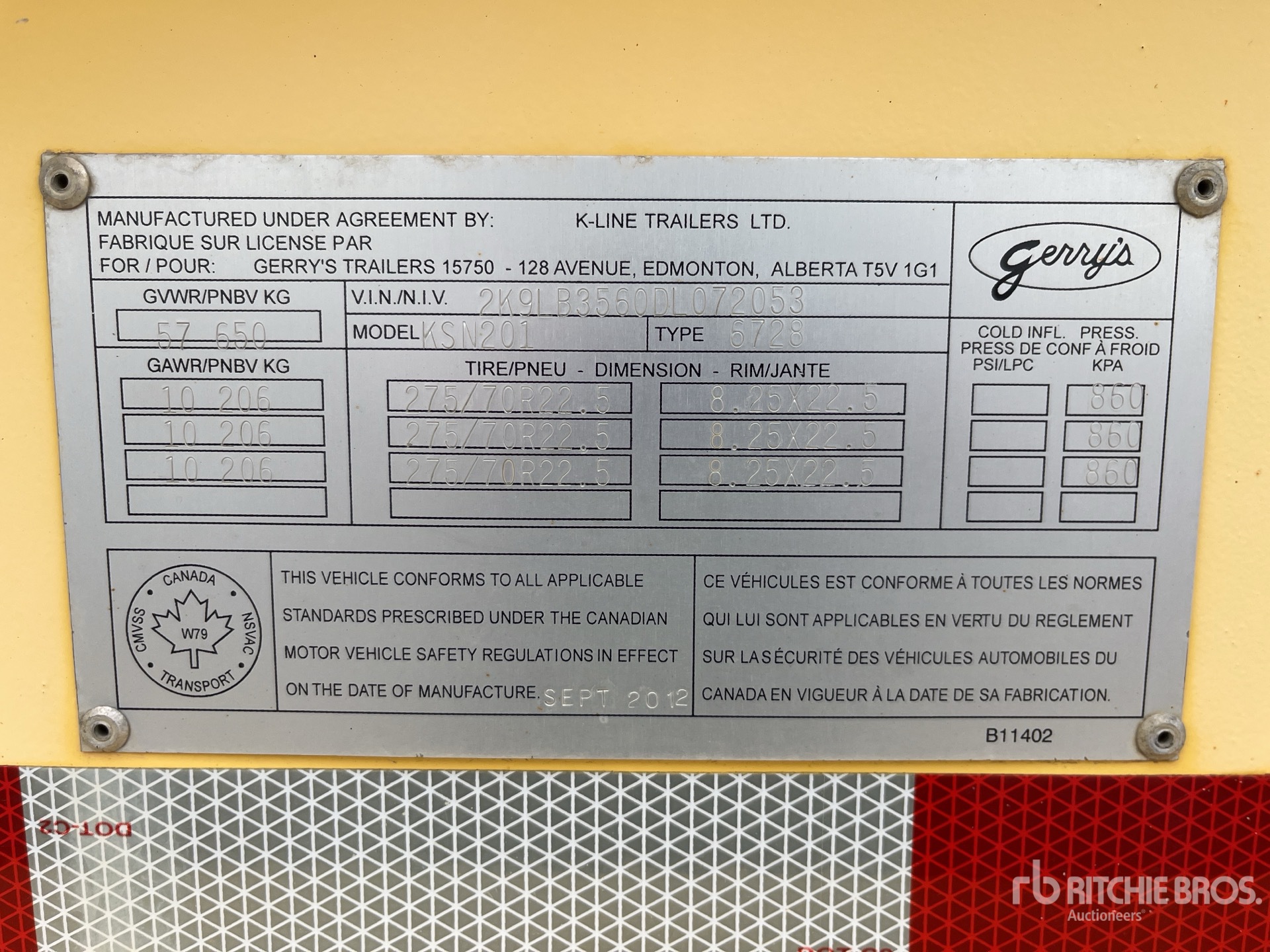 General Appearance with Serial Number / VIN