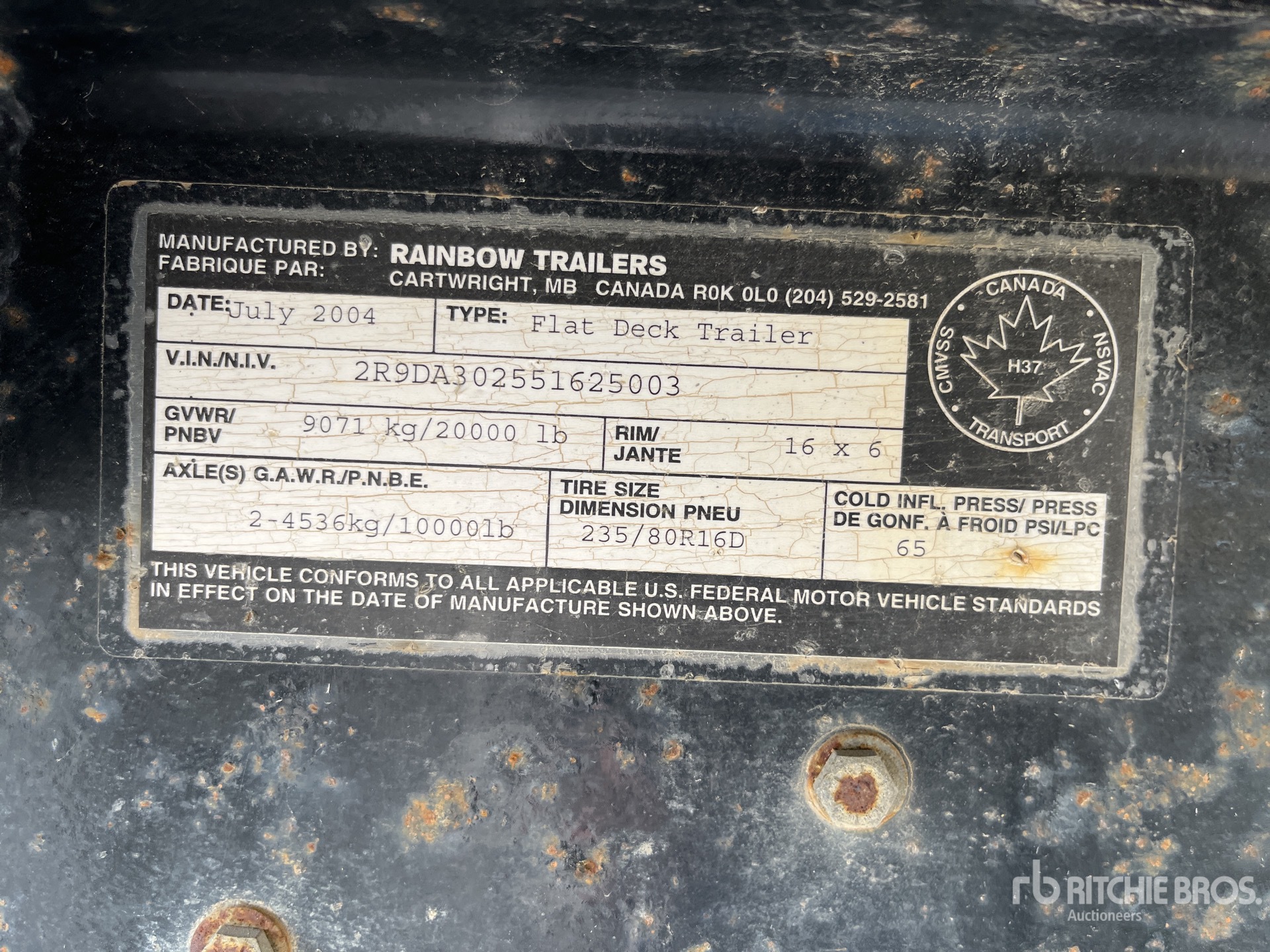 General Appearance with Serial Number / VIN