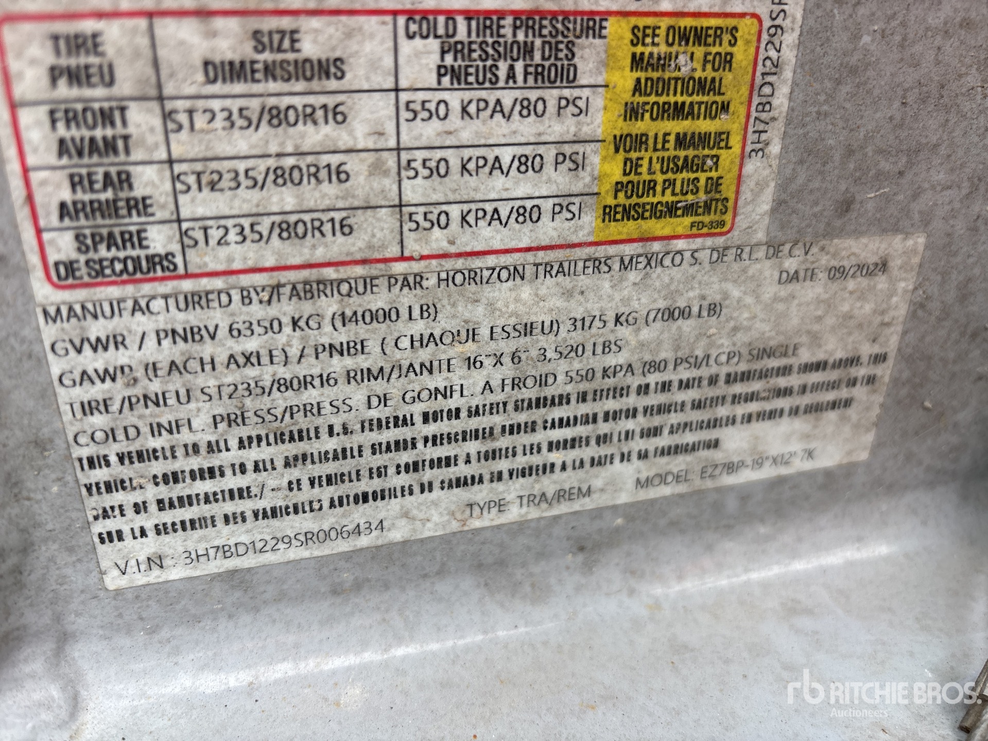 General Appearance with Serial Number / VIN