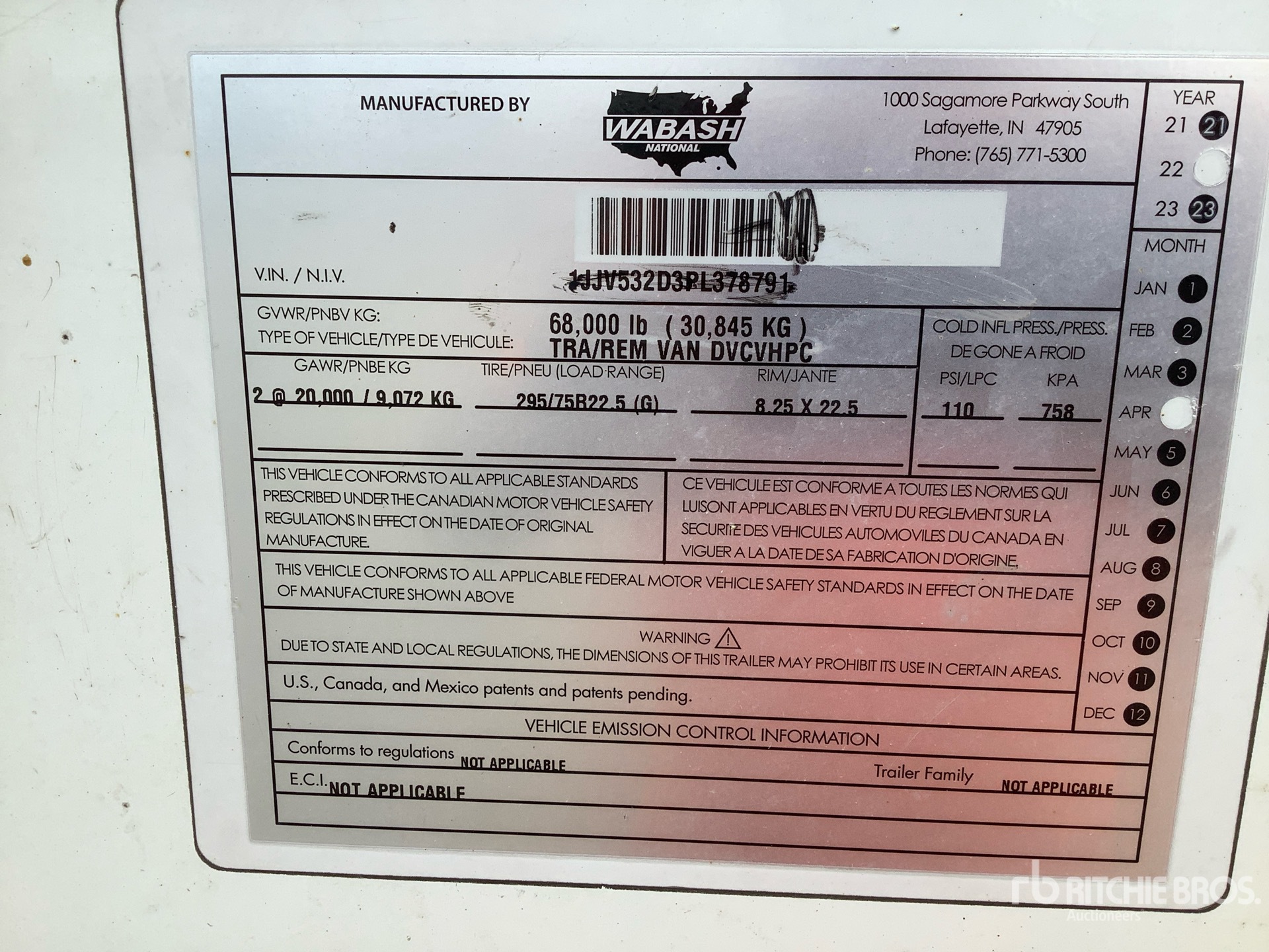 General Appearance with Serial Number / VIN