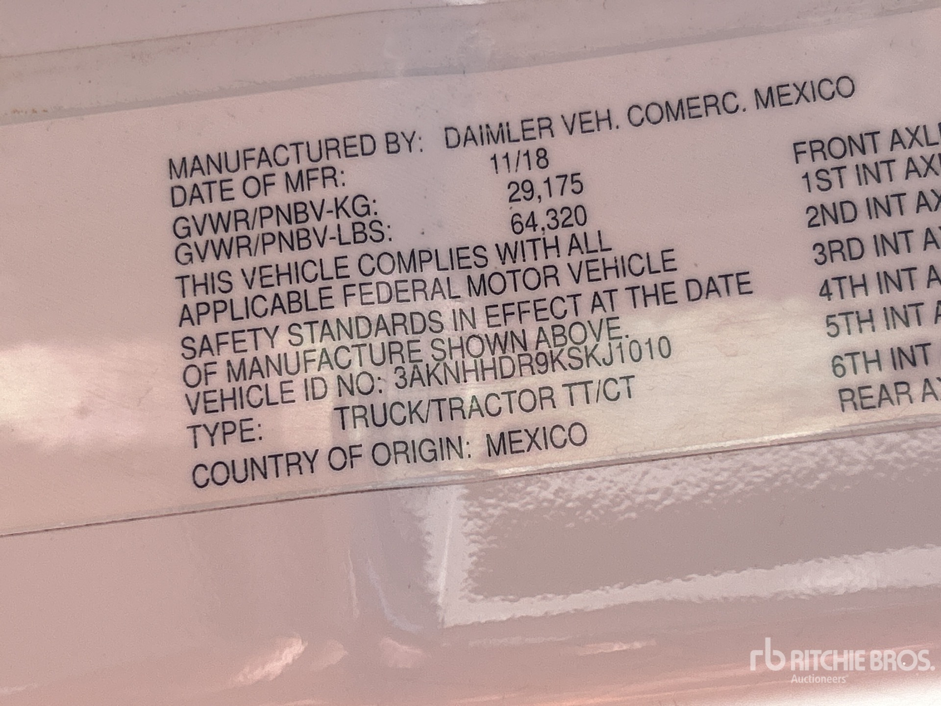General Appearance with Serial Number / VIN