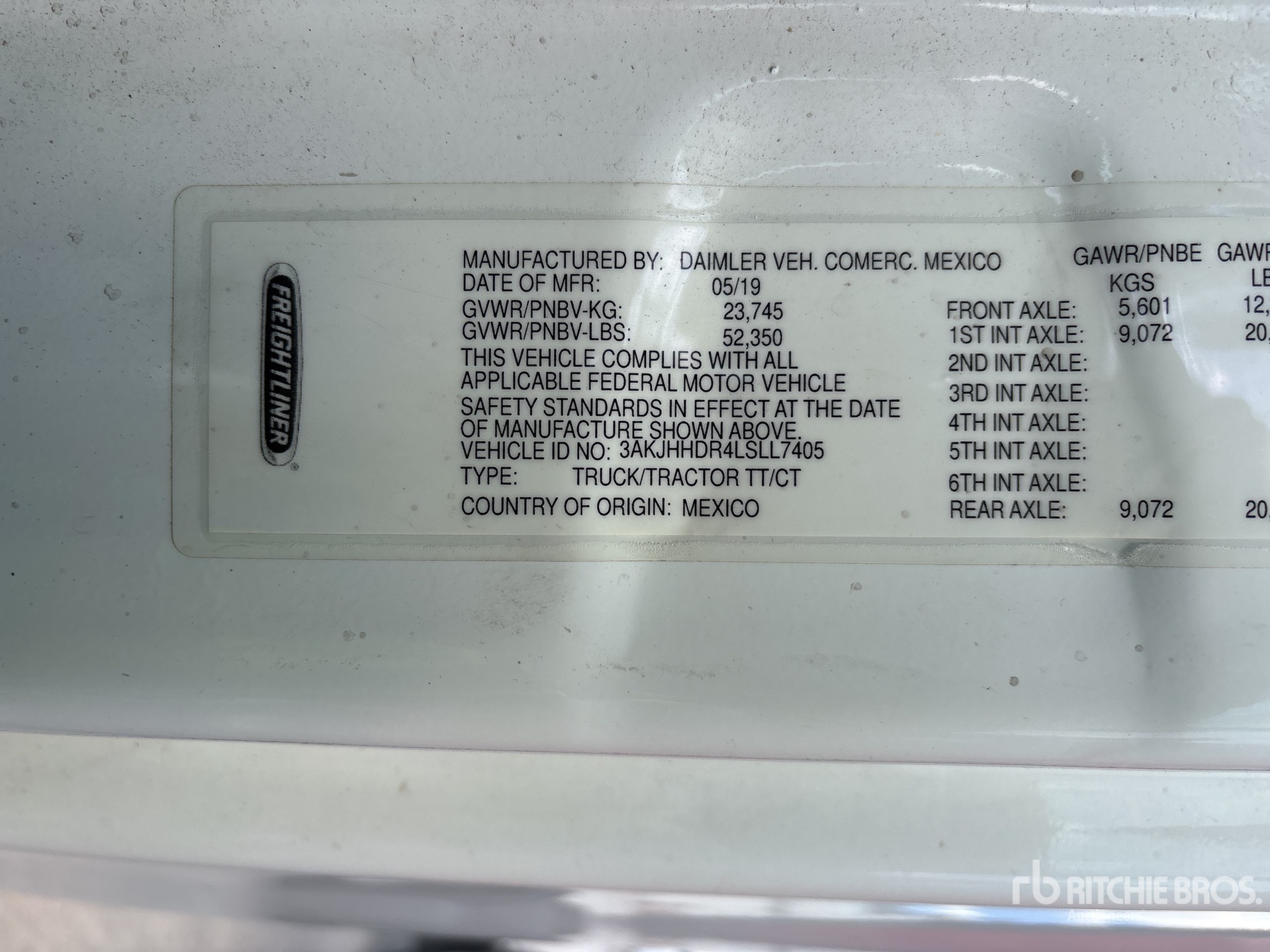 General Appearance with Serial Number / VIN