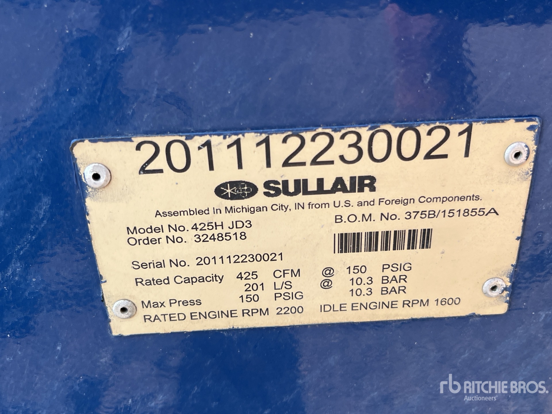 General Appearance with Unit Serial Number