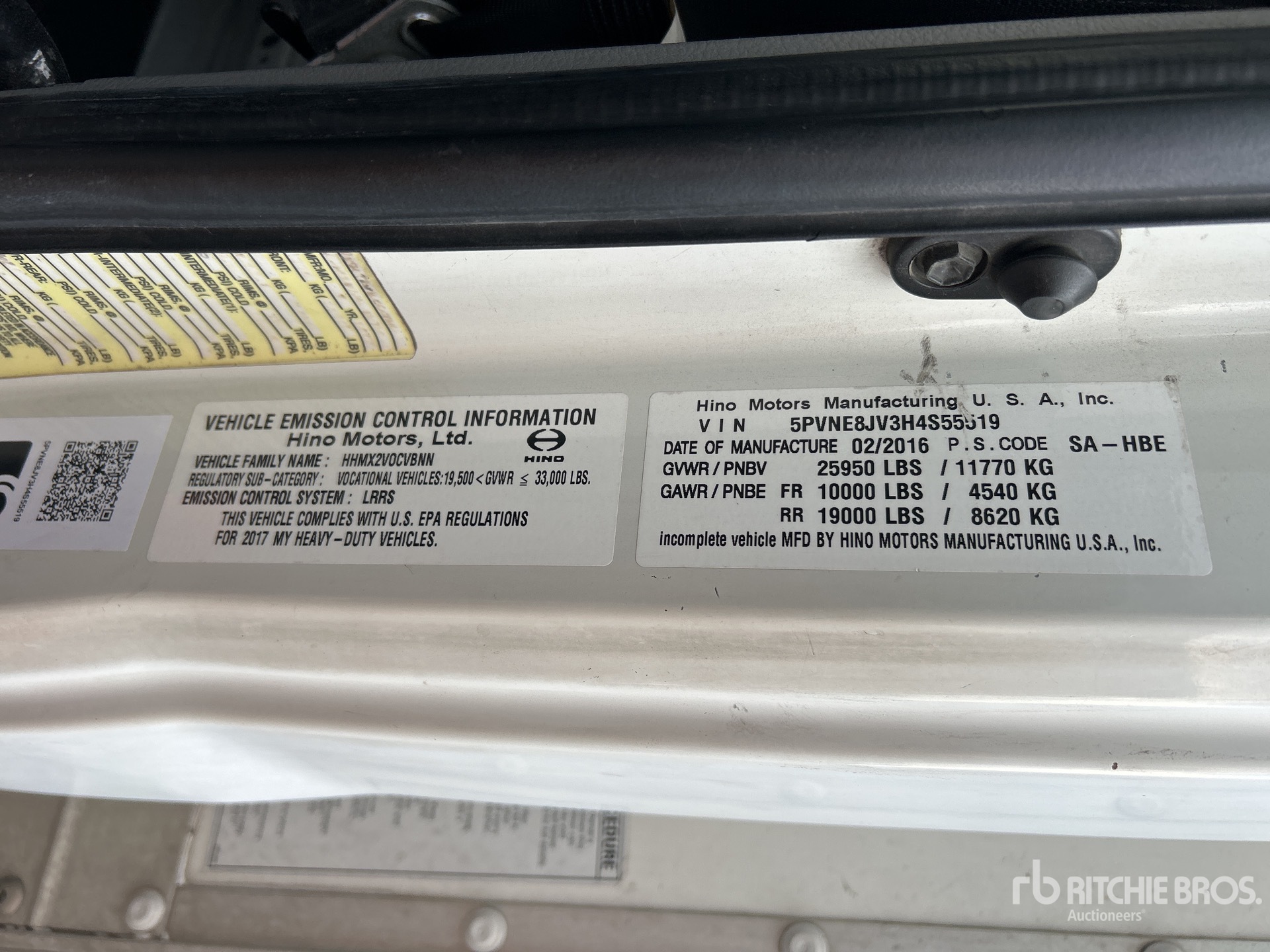 General Appearance with Serial Number / VIN