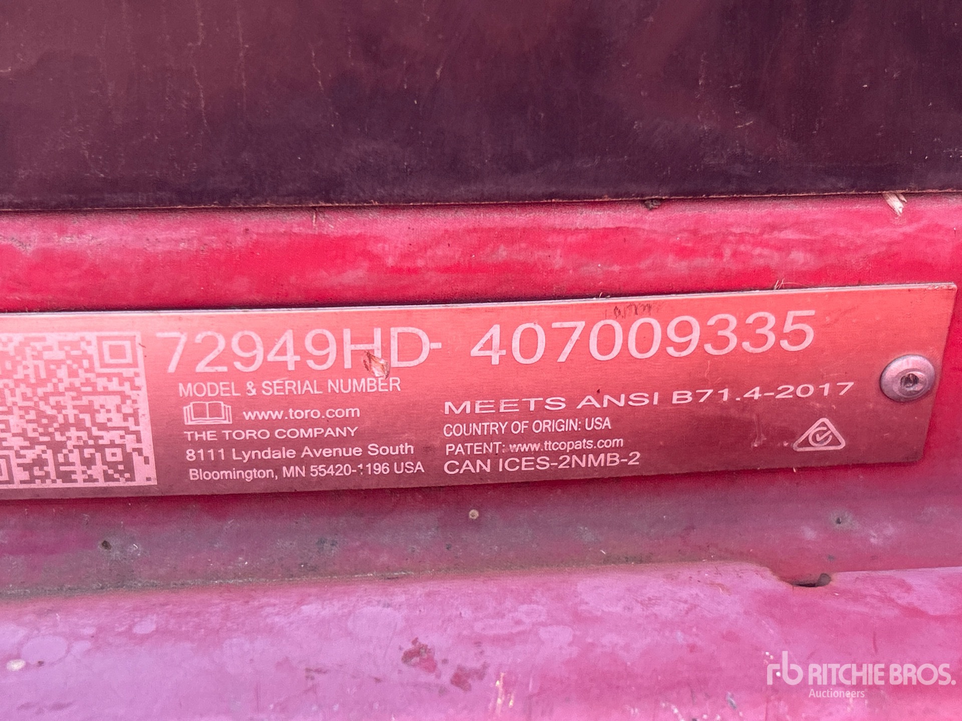 General Appearance with Serial Number / VIN
