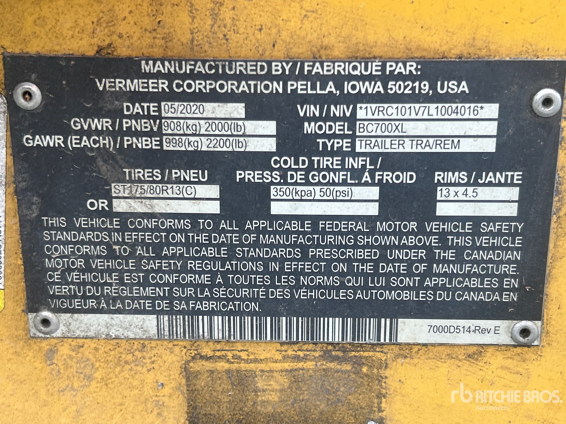 General Appearance with Serial Number / VIN