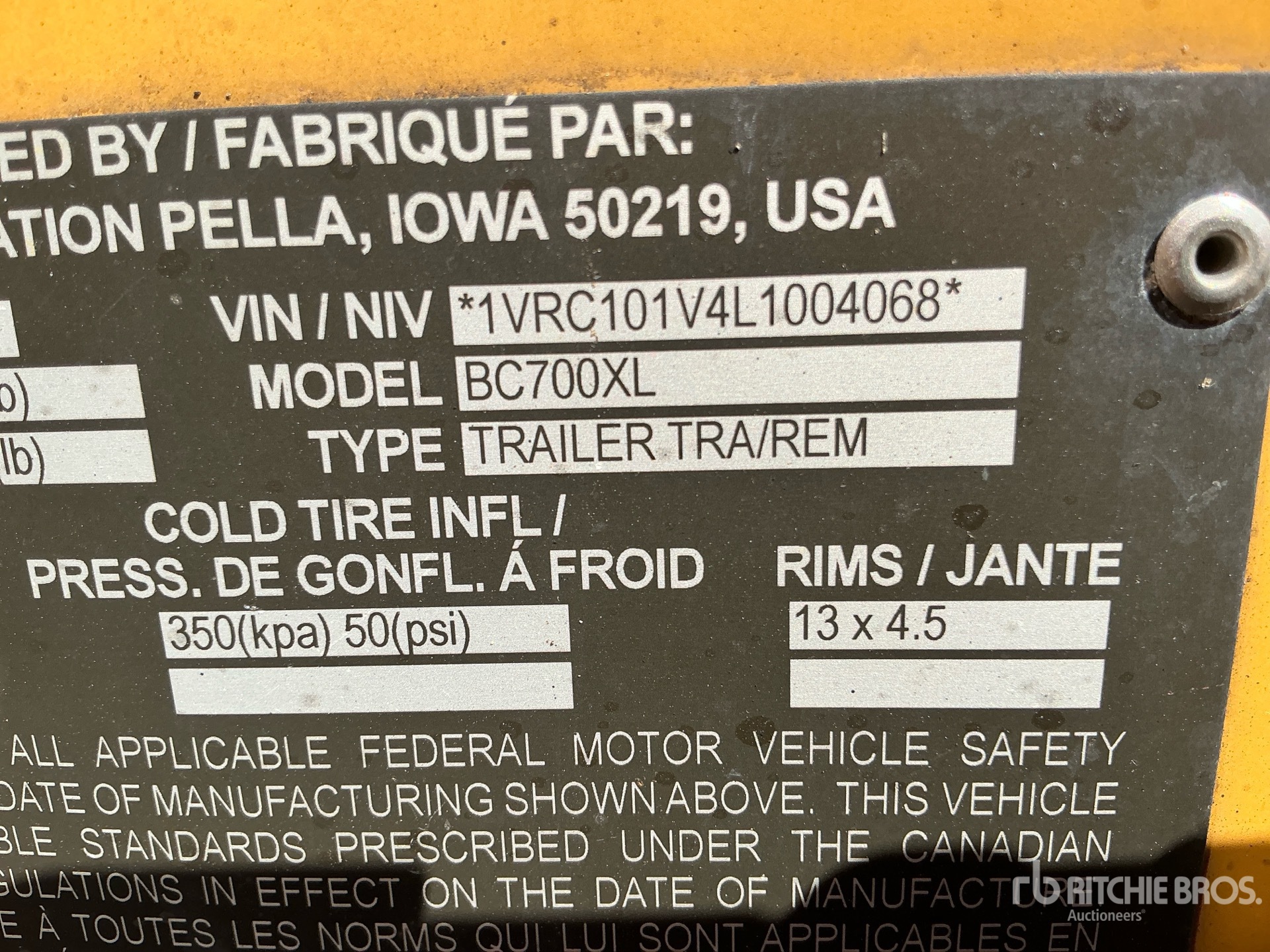General Appearance with Serial Number / VIN