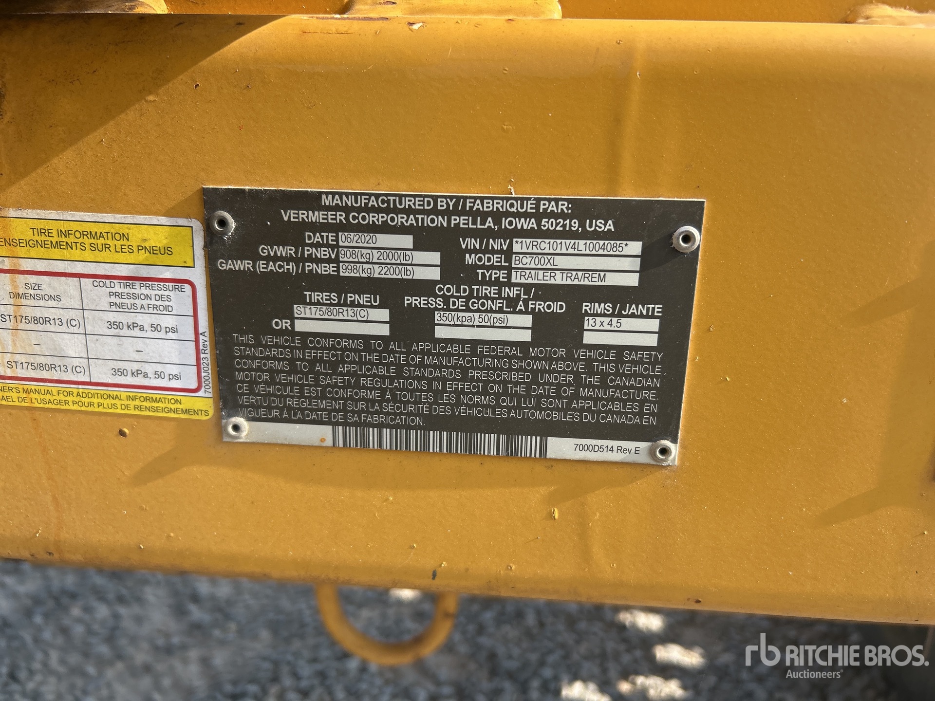 General Appearance with Serial Number / VIN