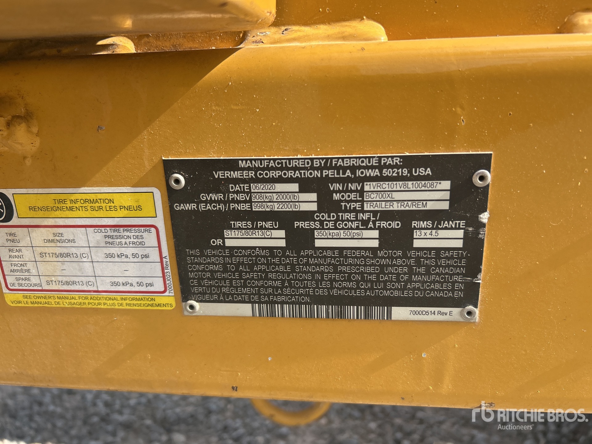 General Appearance with Serial Number / VIN