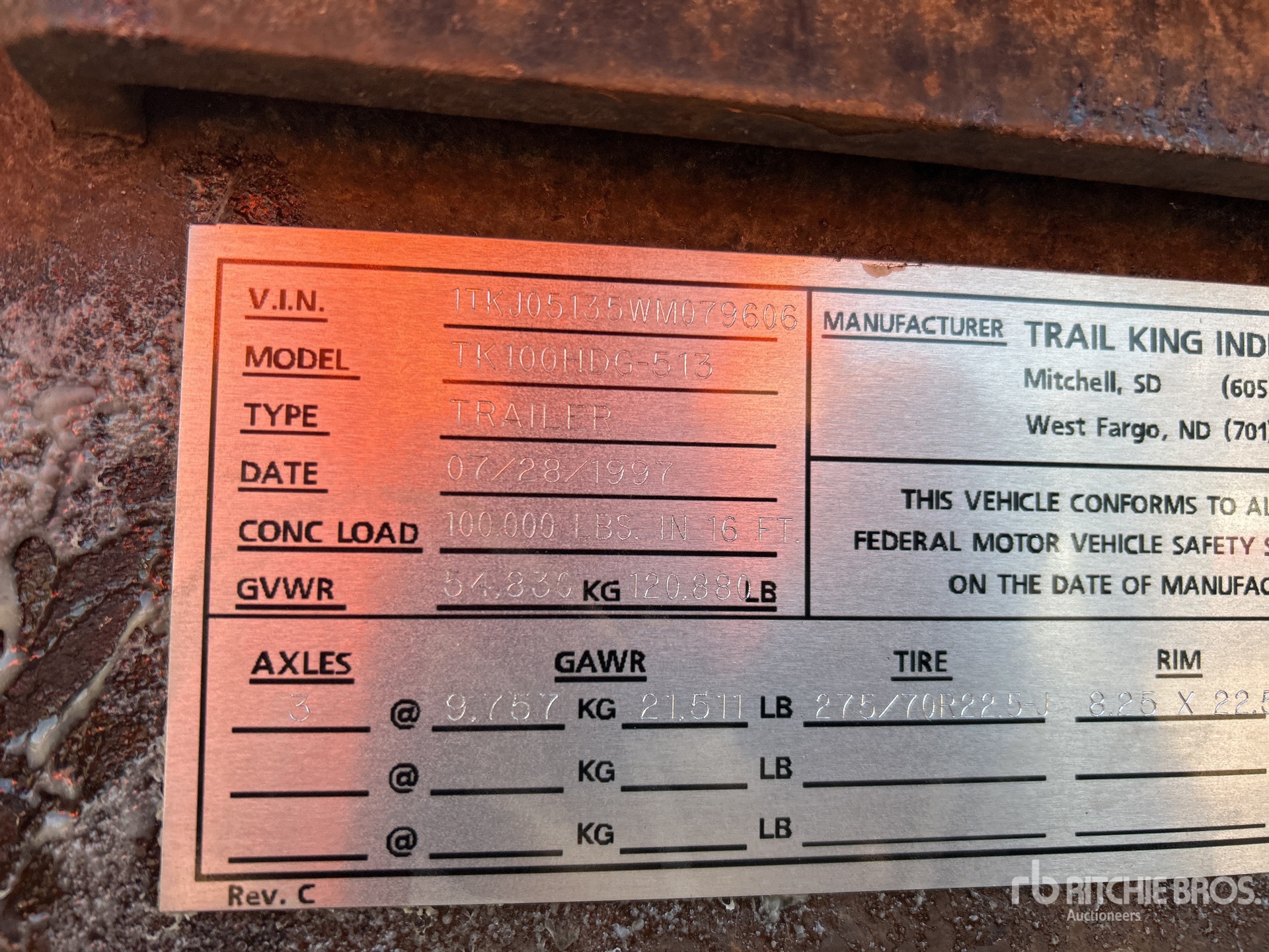 General Appearance with Serial Number / VIN
