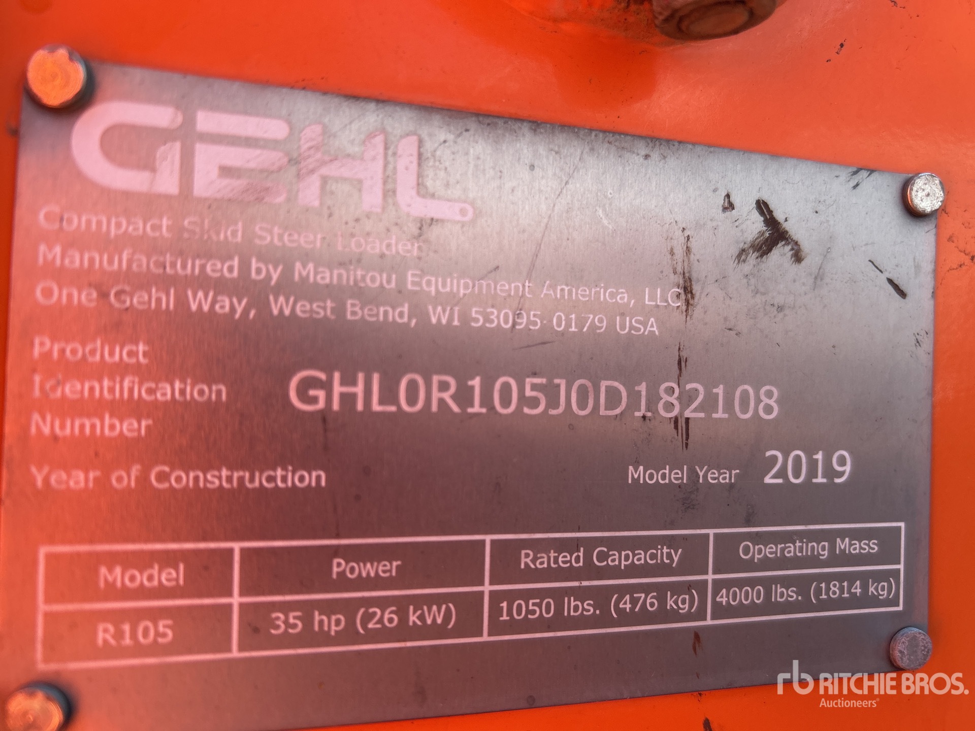 General Appearance with Serial Number / VIN