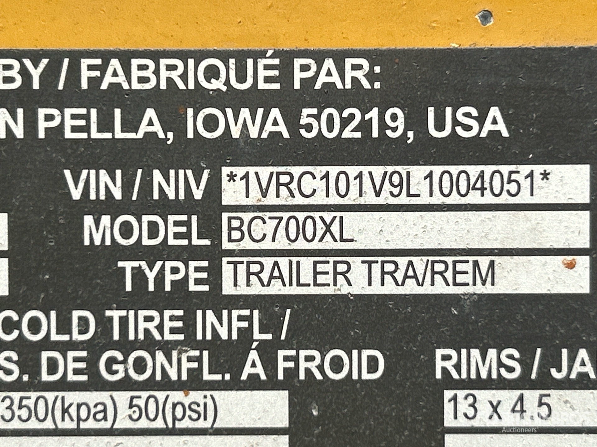 General Appearance with Serial Number / VIN