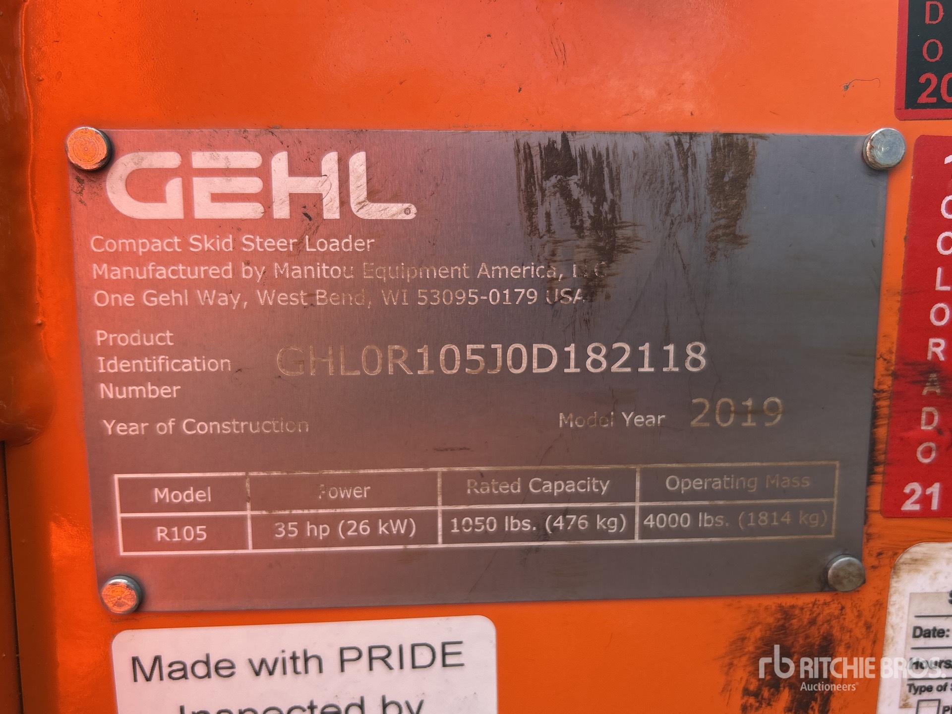 General Appearance with Serial Number / VIN