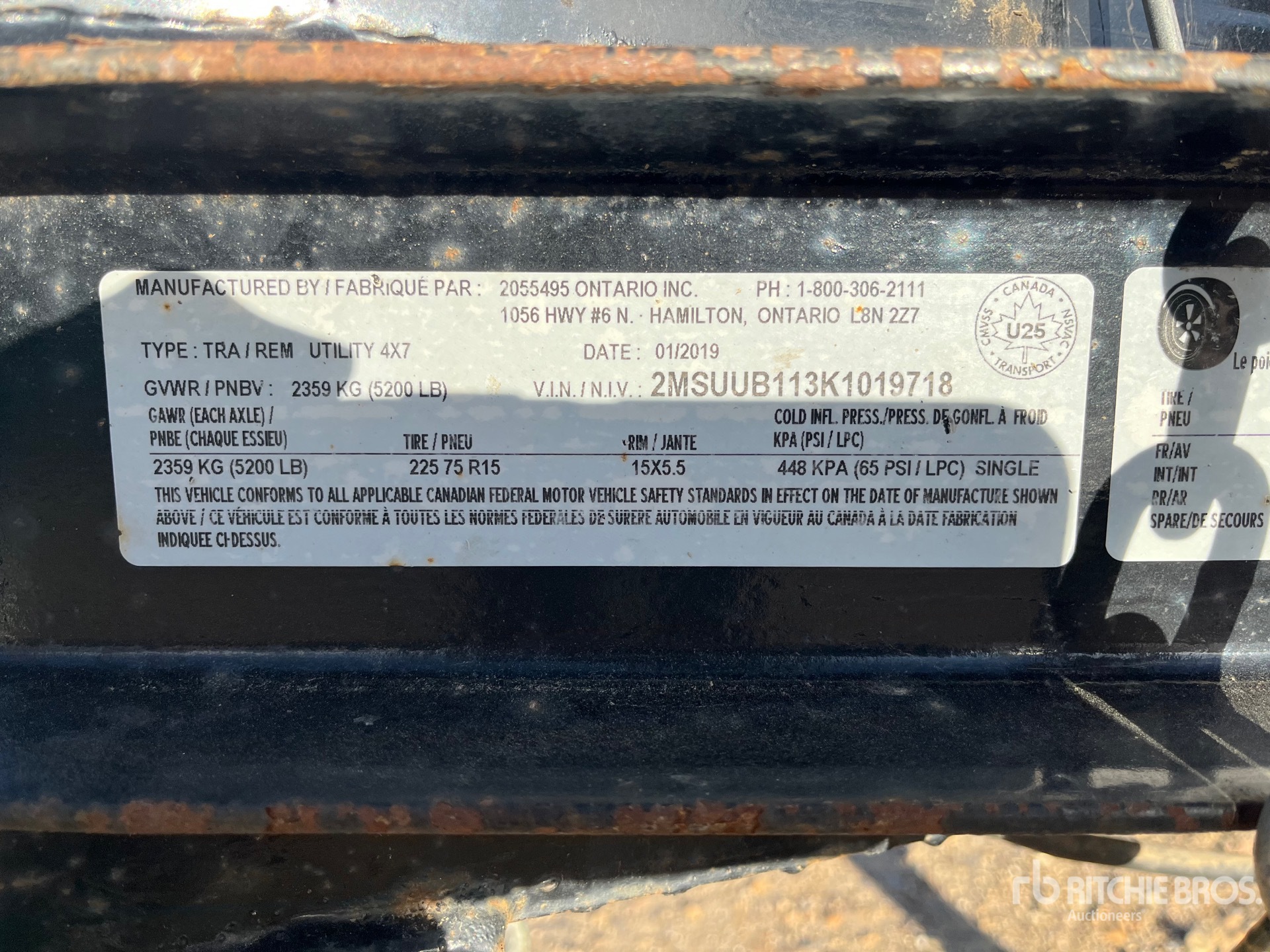 General Appearance with Serial Number / VIN