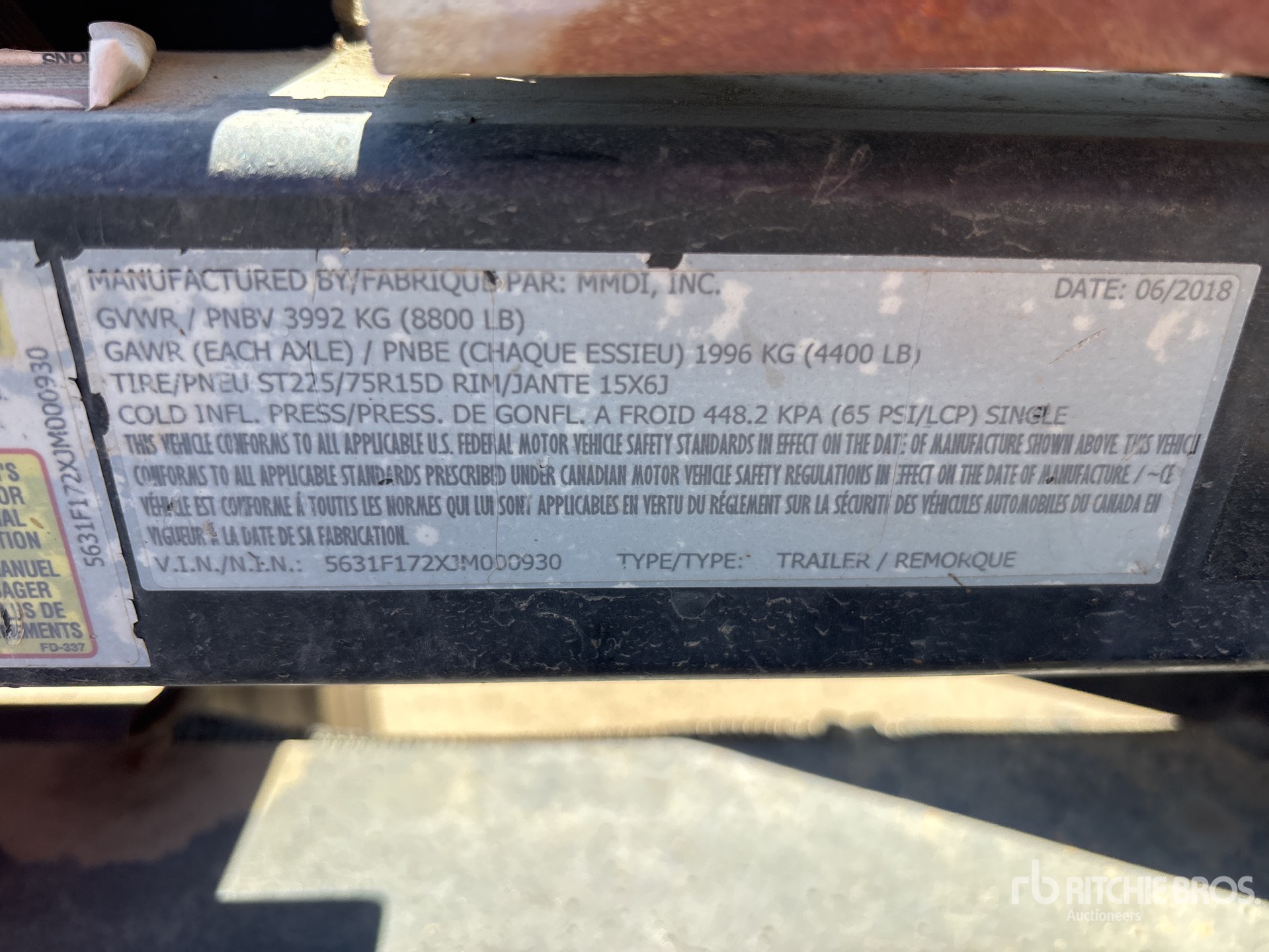 General Appearance with Serial Number / VIN
