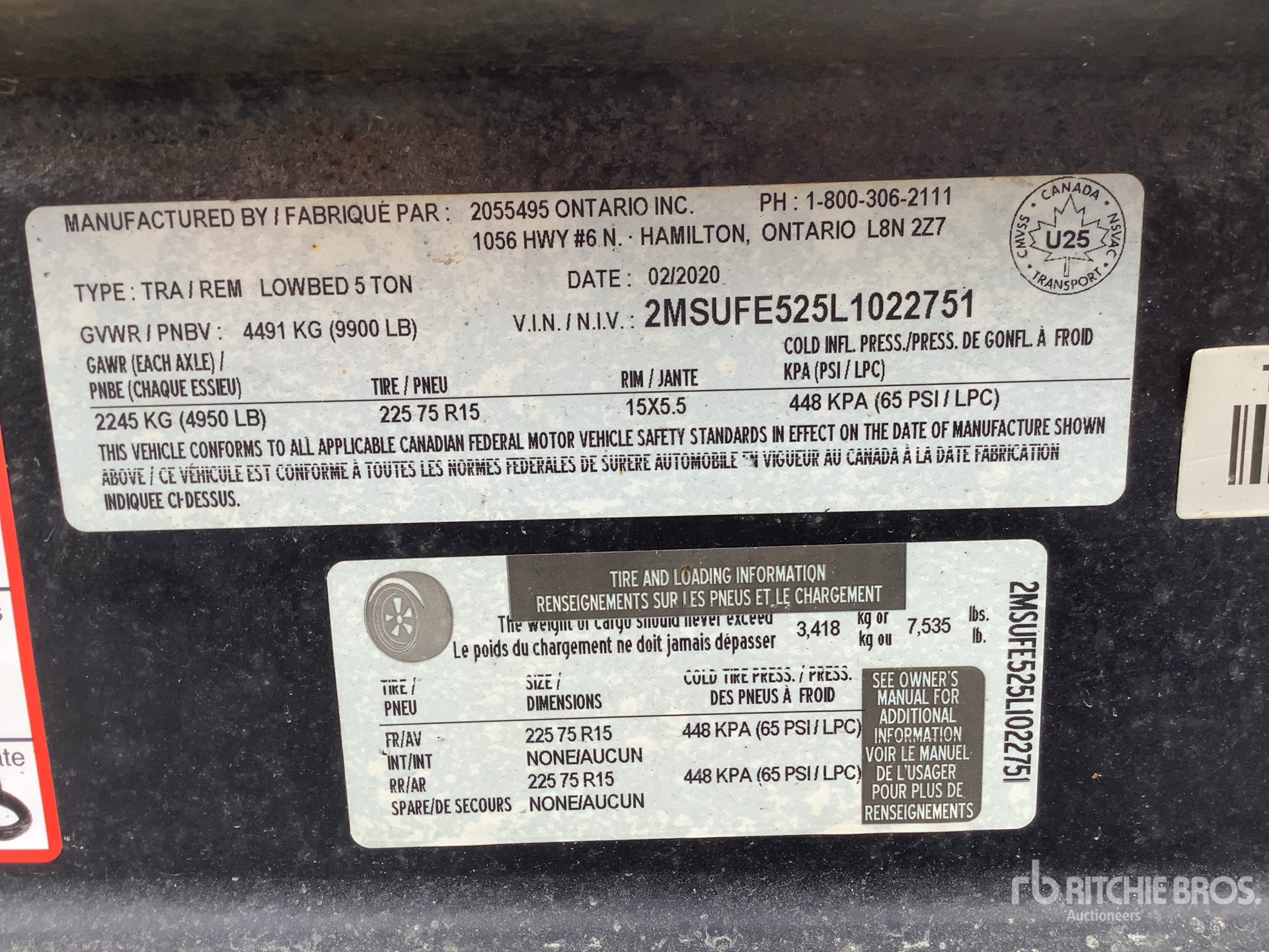 General Appearance with Serial Number / VIN