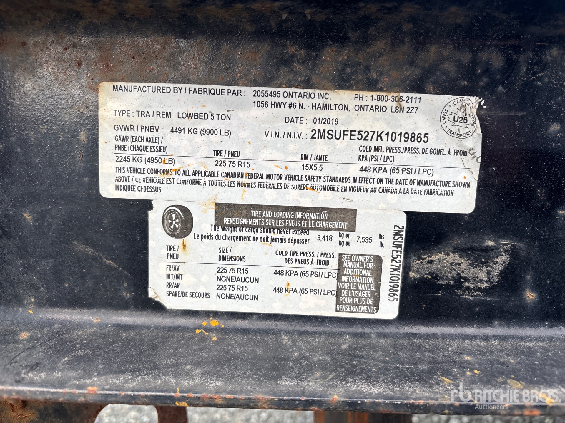 General Appearance with N.º de serie/VIN