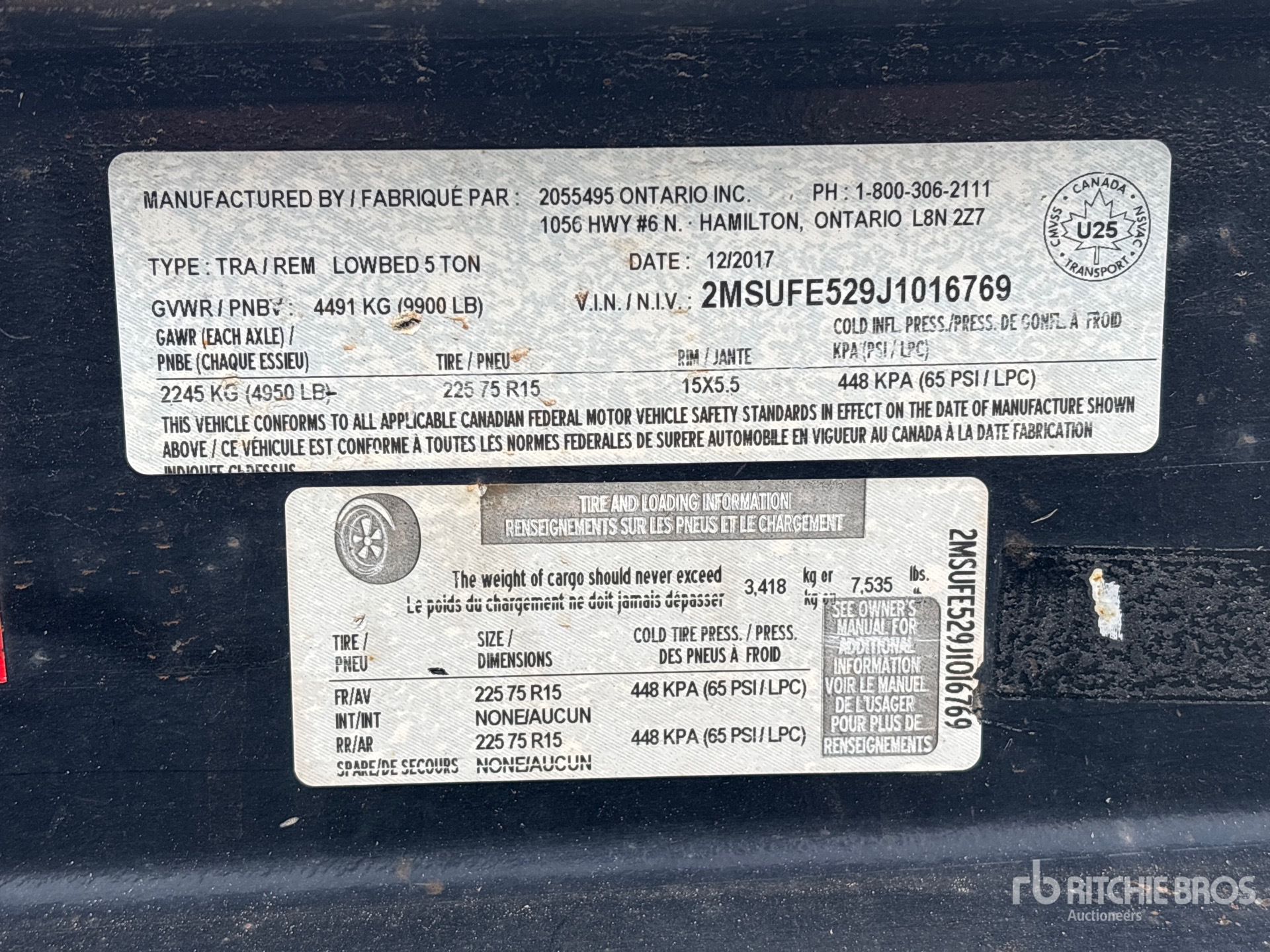 General Appearance with Serial Number / VIN