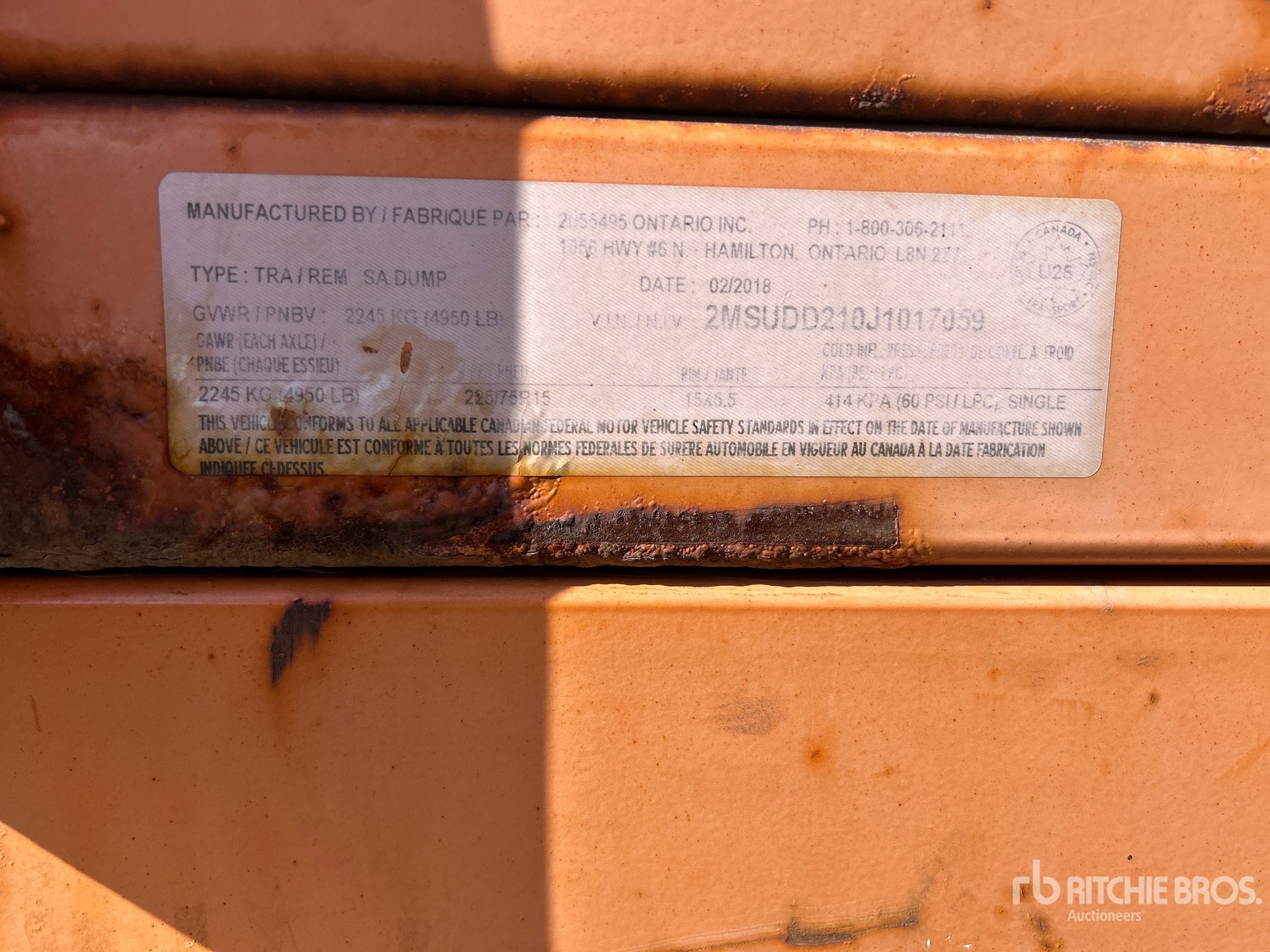 General Appearance with Serial Number / VIN